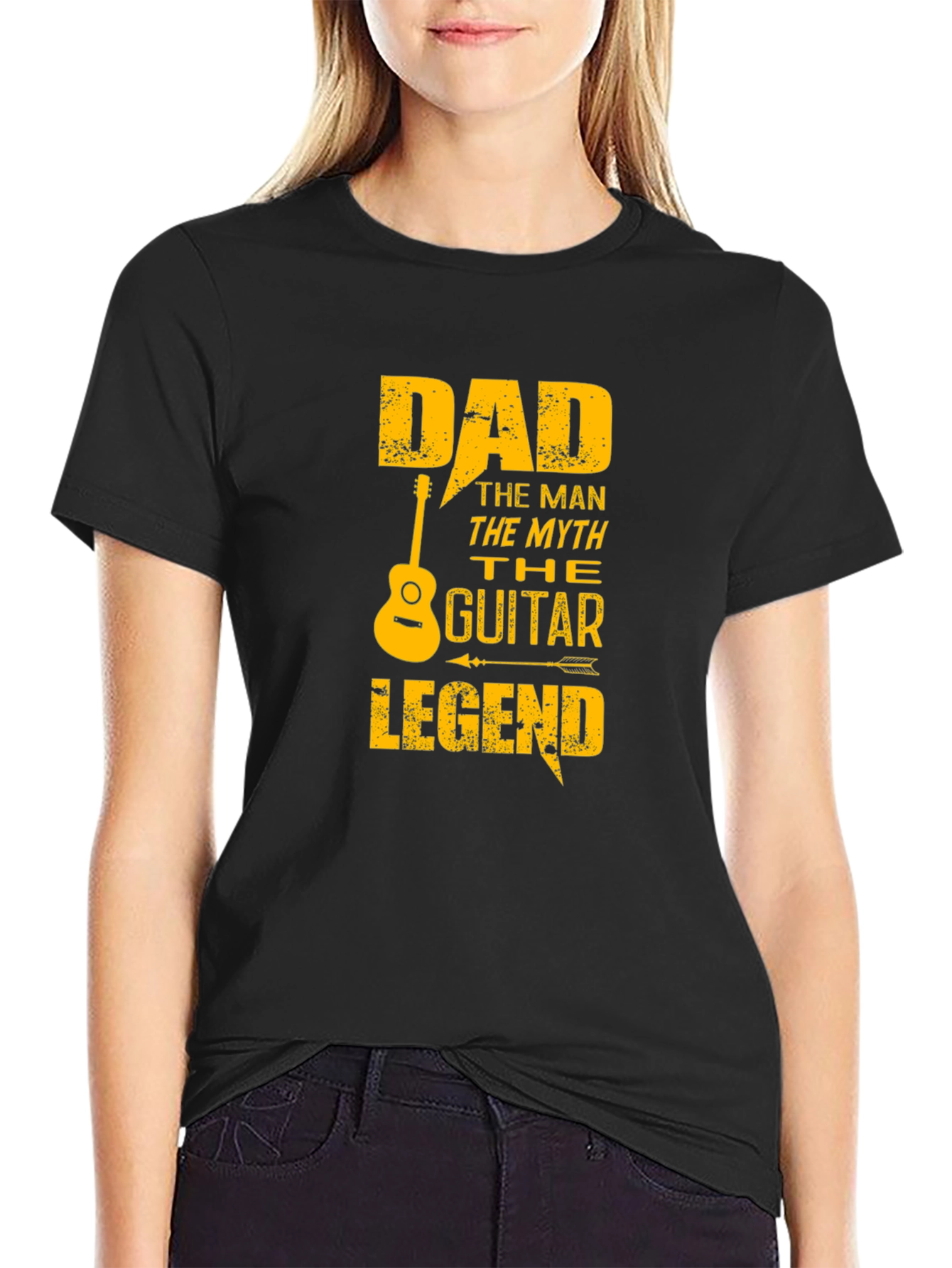 Black Dad Guitar Legend Black Graphic T-Shirt view 2