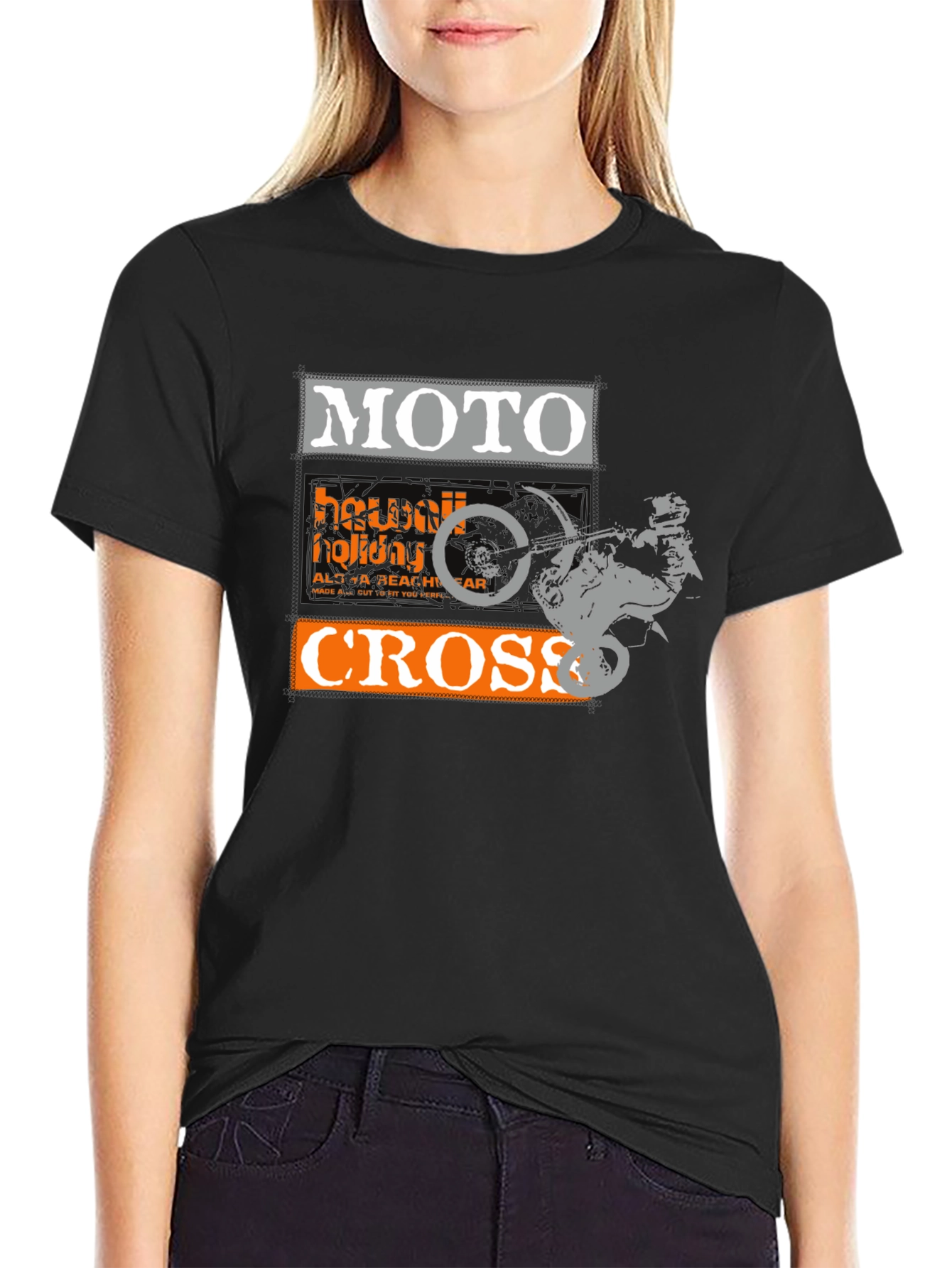 Black MotoCross Graphic T-Shirt - Rider Design view 2