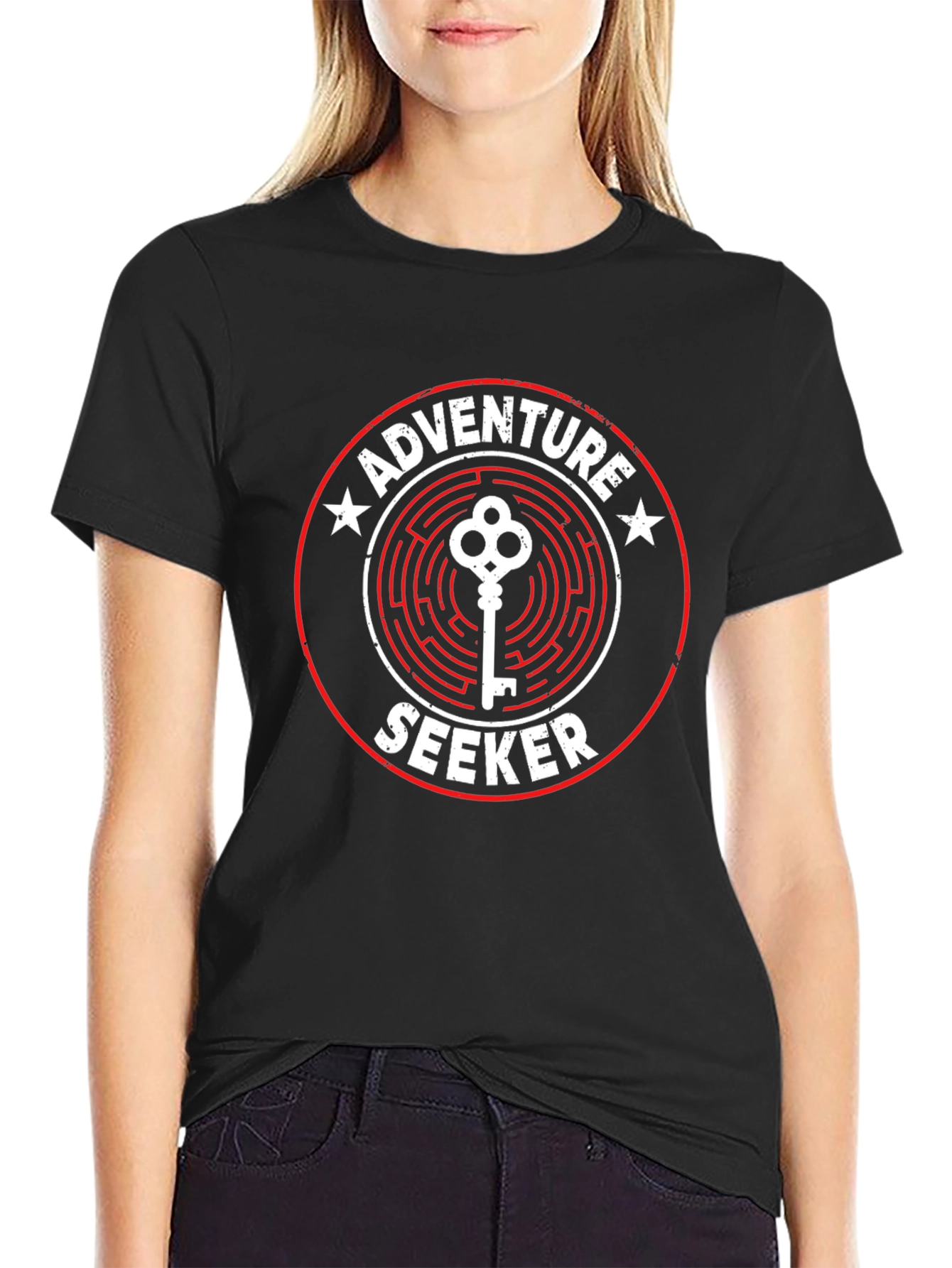 Black Adventure Seeker Graphic Tee - Maze Key Design view 2