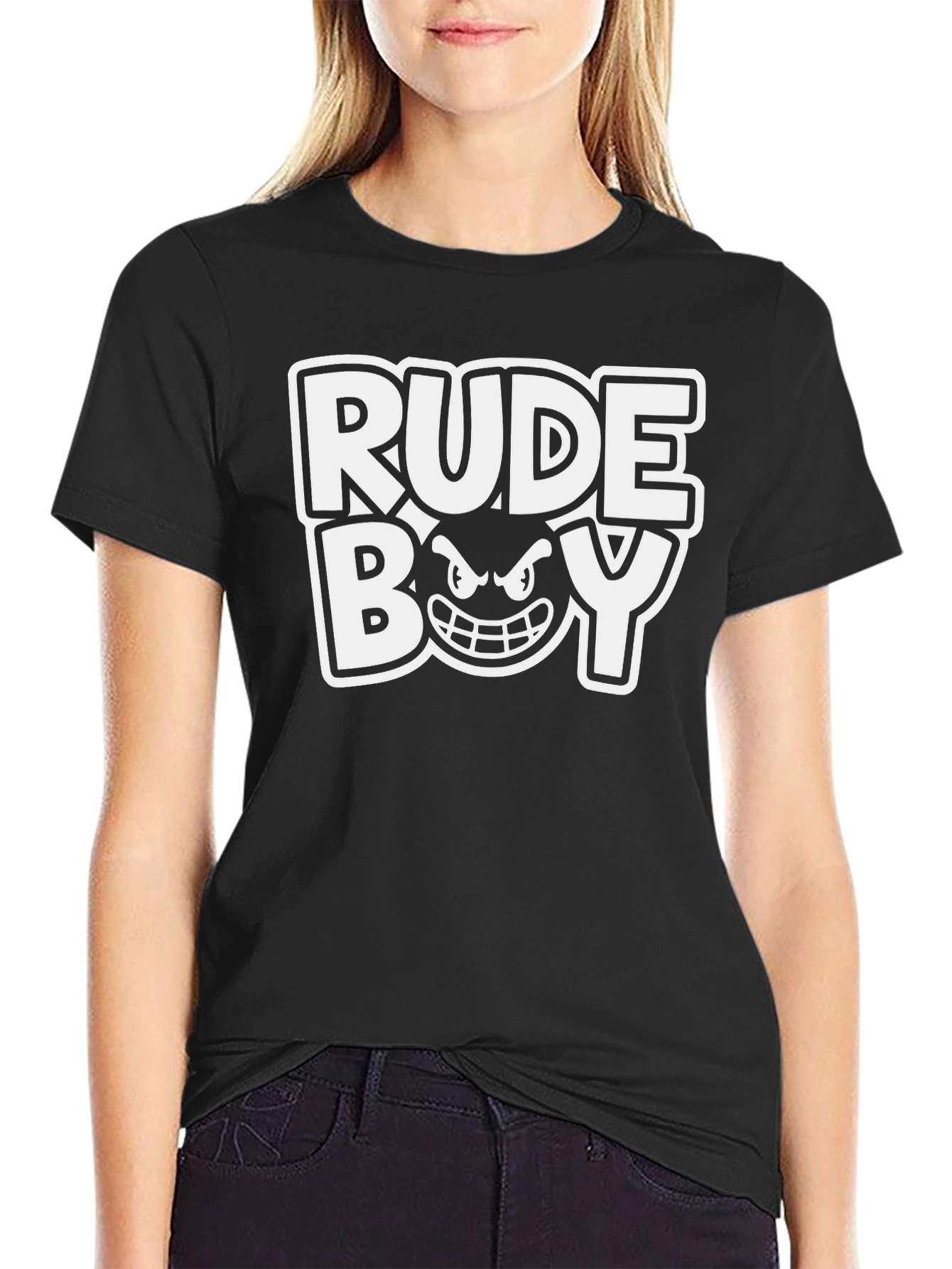 Black Rude Boy Graphic T-Shirt - Black Cotton Tee view 2