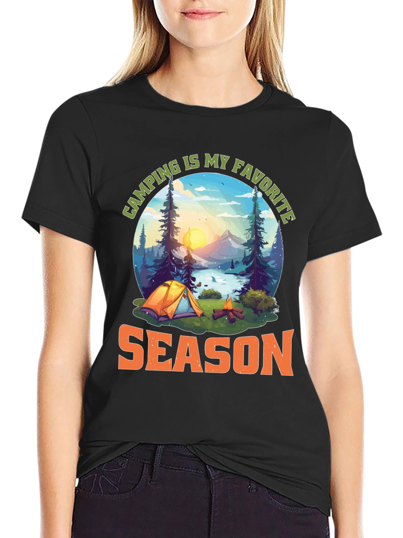 Black Camping Is My Favorite Season Graphic T-Shirt view 2