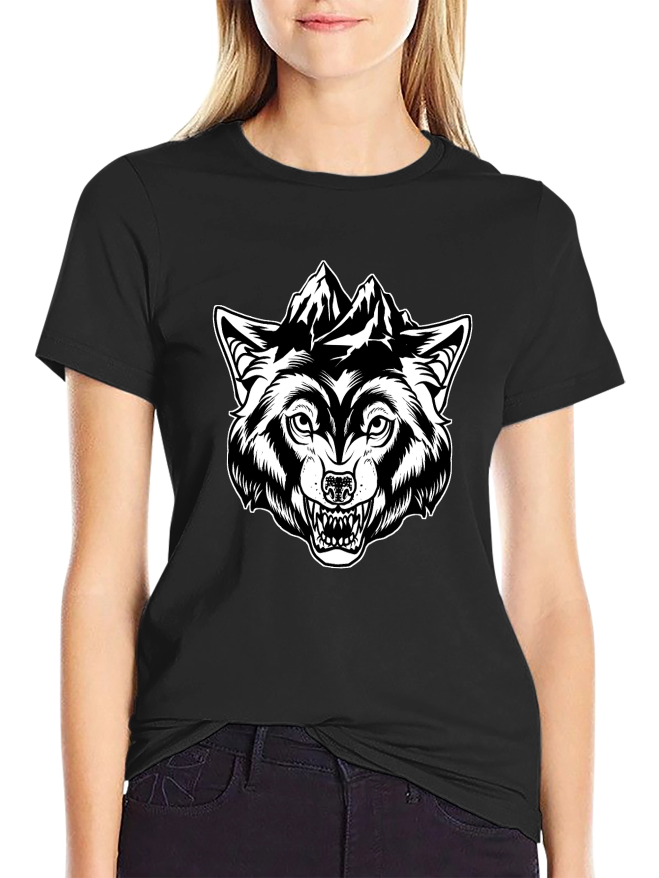 Black Wolf Mountain Graphic Tee - Black view 2