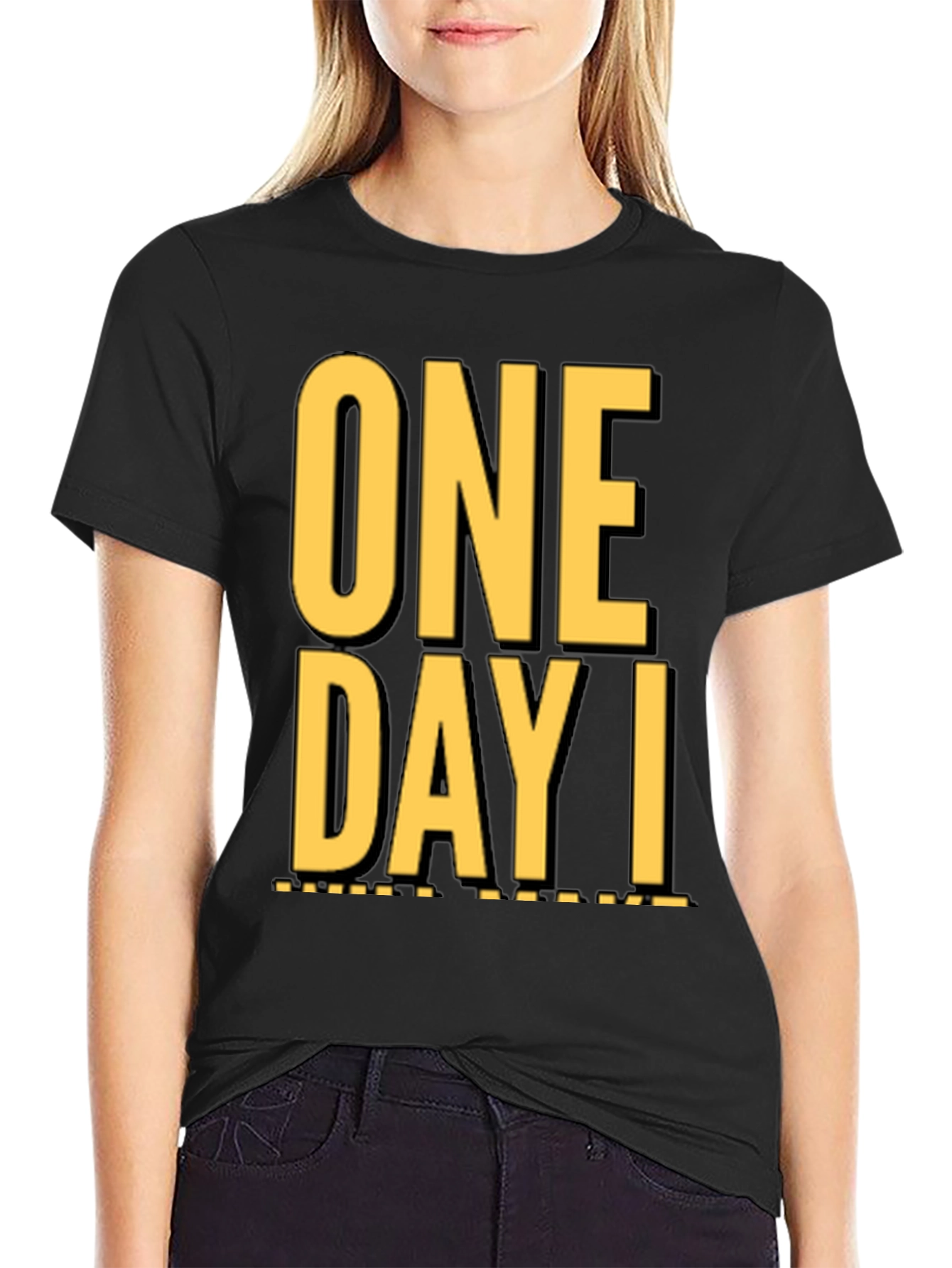 Black One Day I T-Shirt - Stylish Graphic Tee view 2