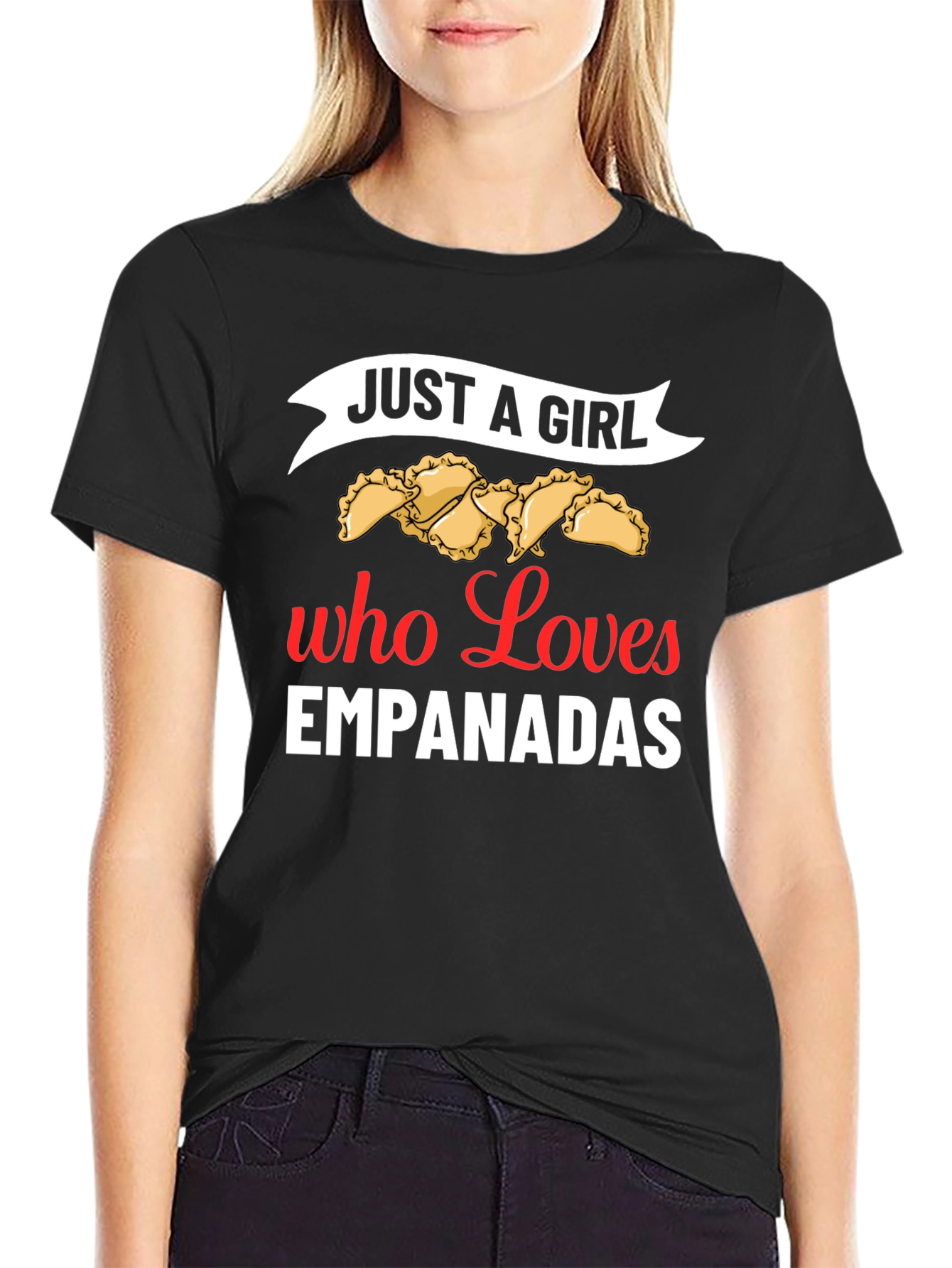 Black Just a Girl Who Loves Empanadas T-Shirt view 2
