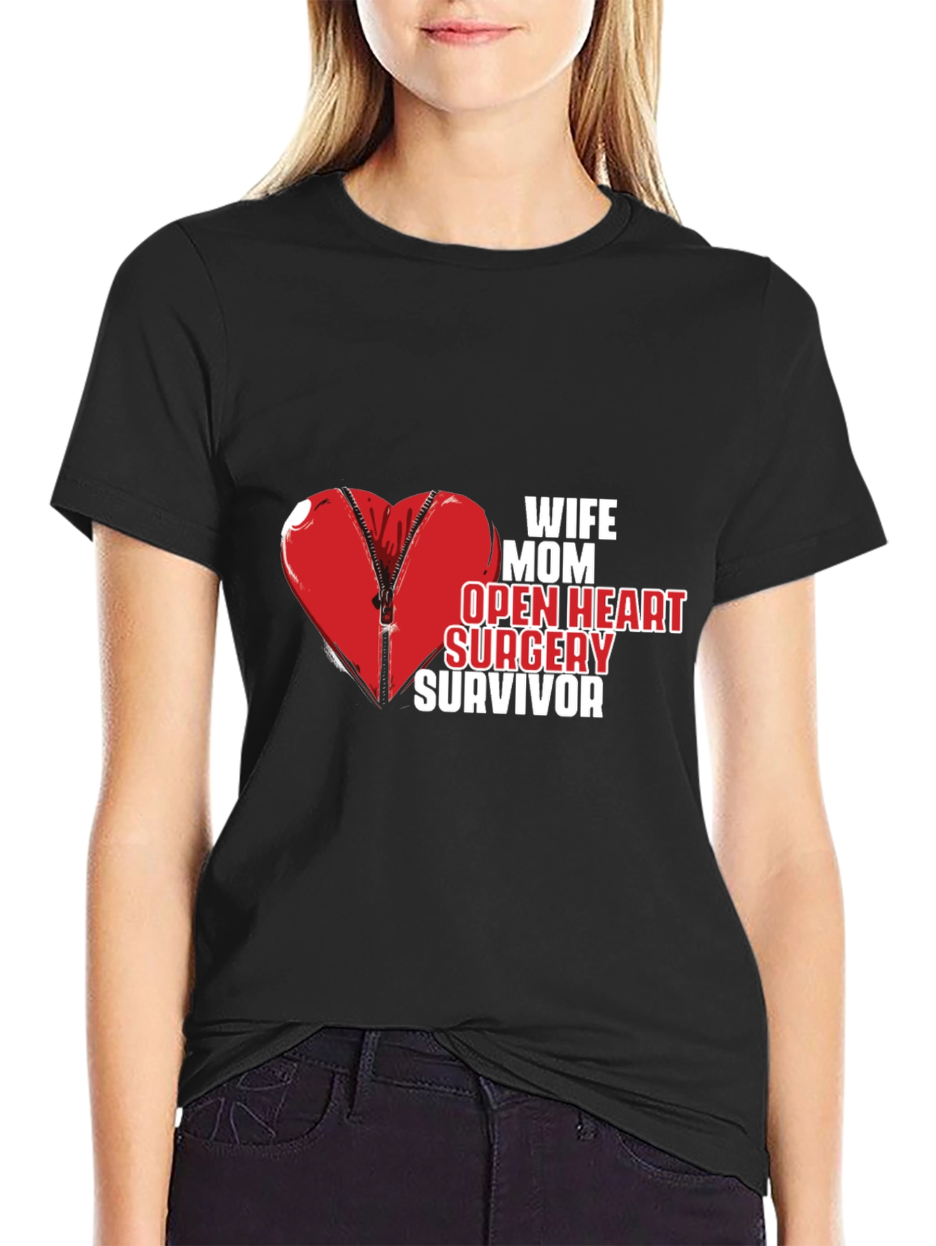 Wife Mom Open Heart Surgery Survivor Tee - 2