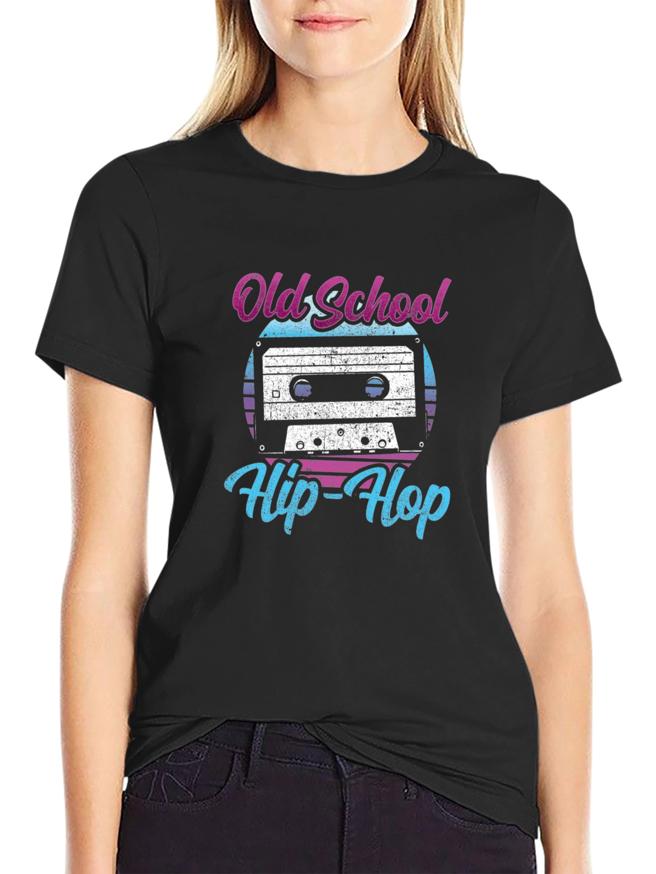Black Old School Hip-Hop Cassette Tape T-Shirt view 2
