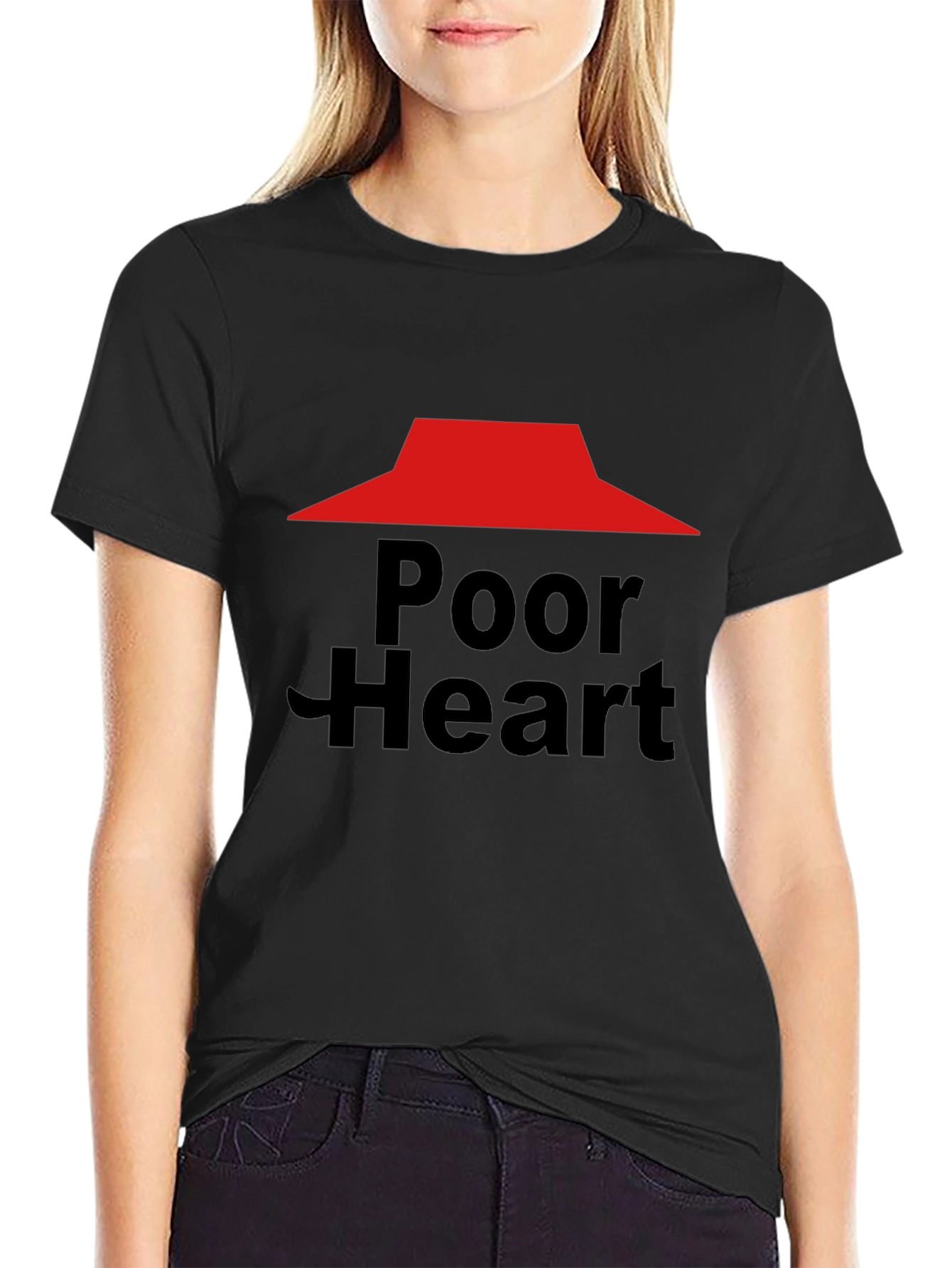 Black Poor Heart Funny Graphic T-Shirt view 2