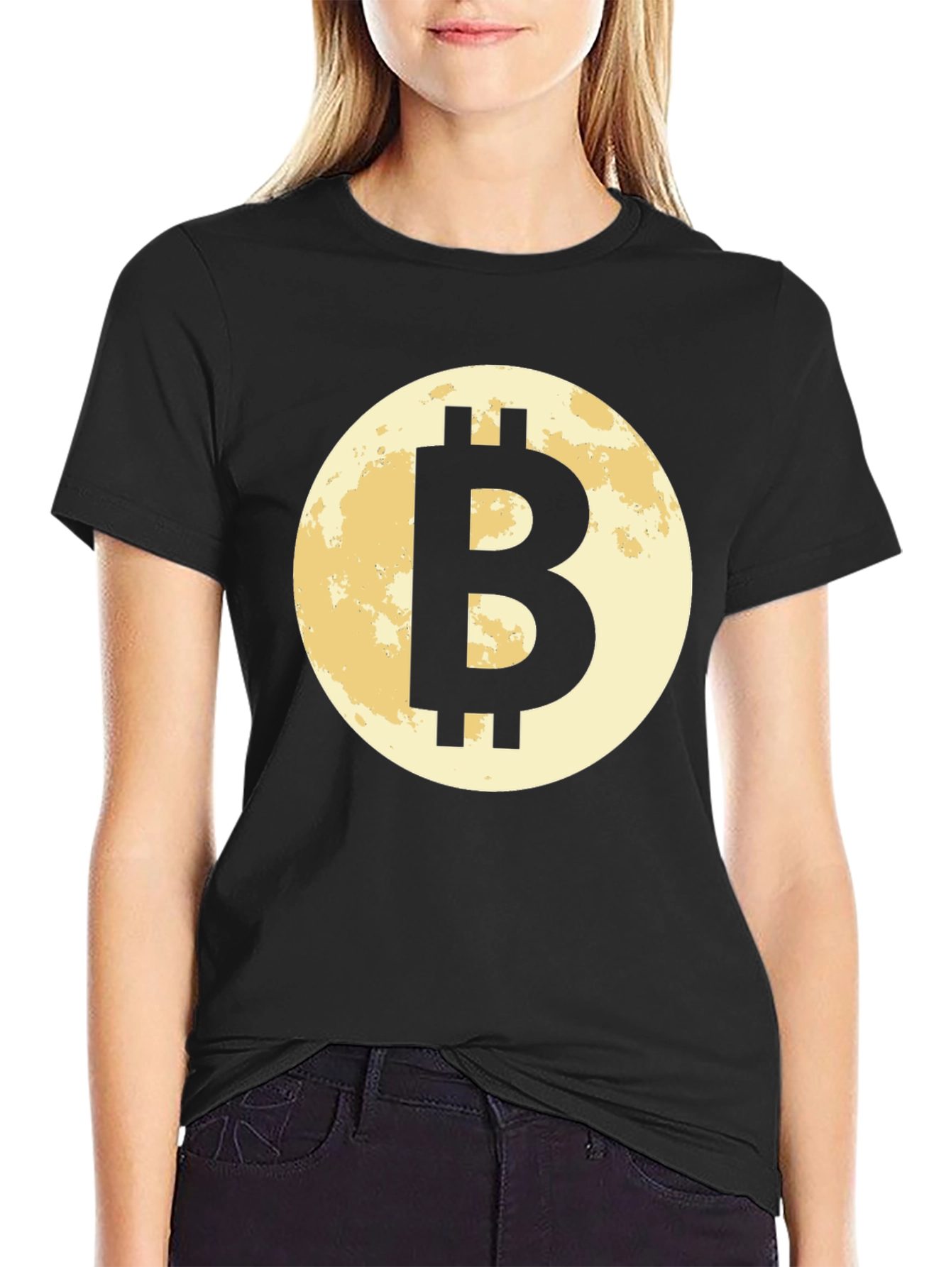 Black Bitcoin Moon Black T-Shirt Cryptocurrency BTC Crypto view 2