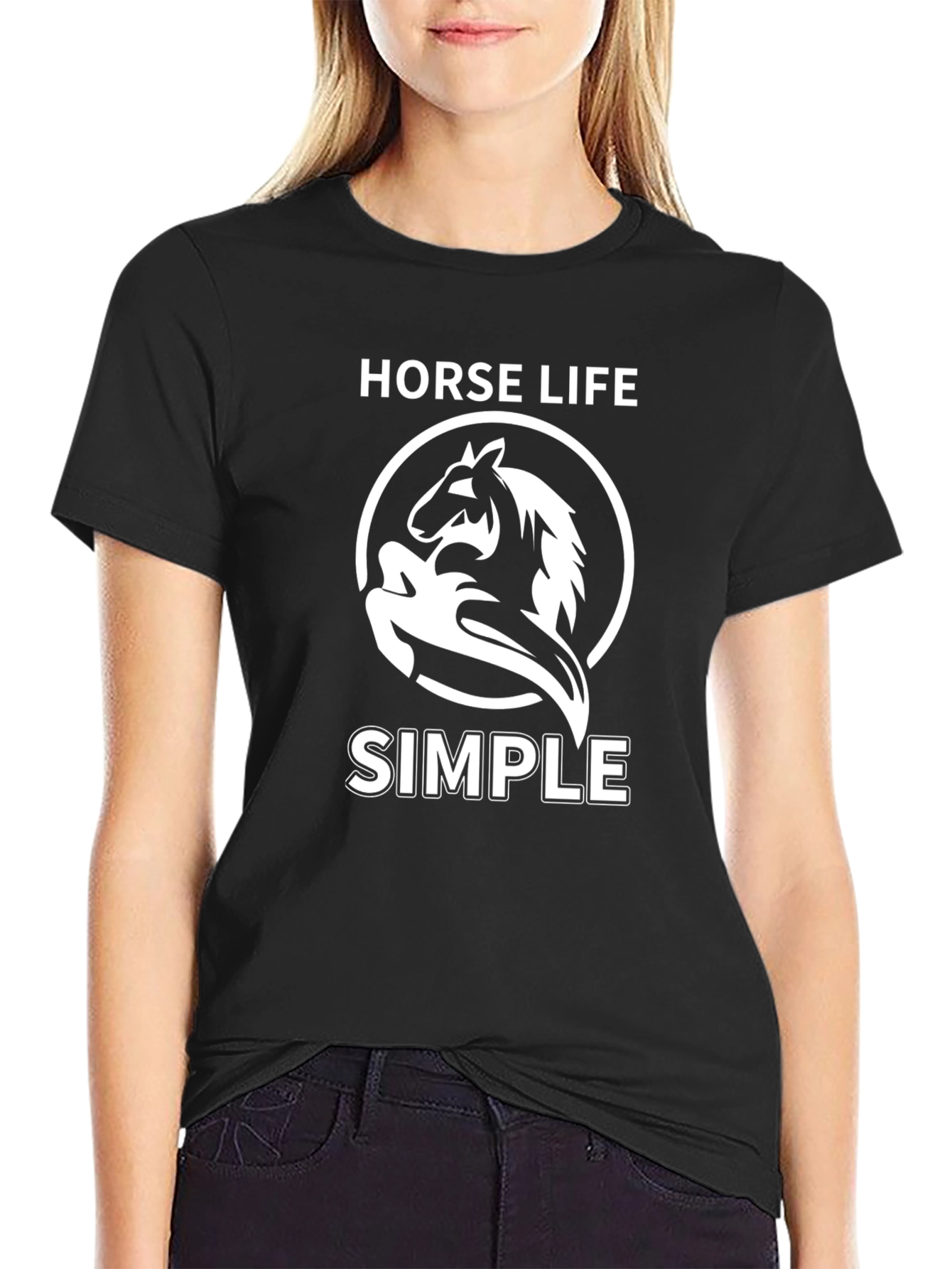 Black Horse Life Simple Black T-Shirt view 2