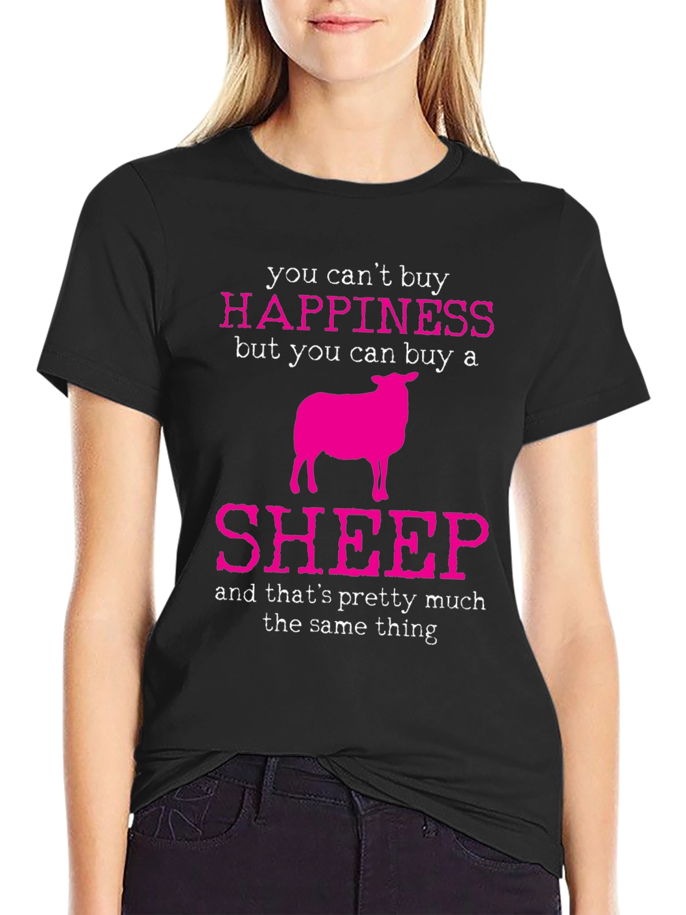 Black Happiness Sheep Graphic Tee view 2