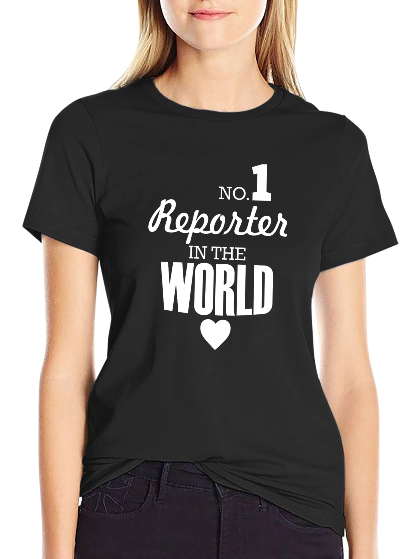 Black No. 1 Reporter in the World - Novelty T-Shirt view 2