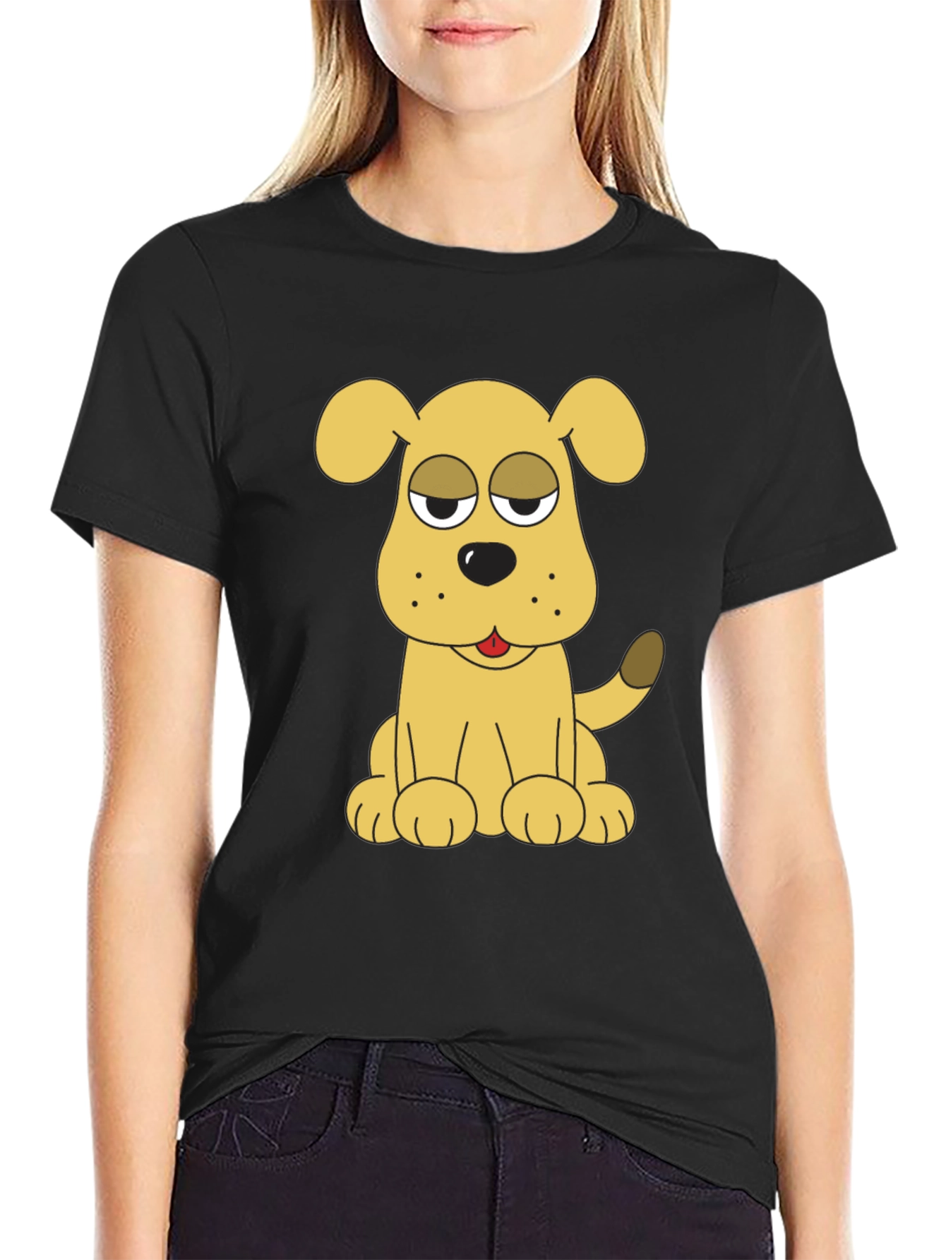 Black Dog Cartoon Black T-Shirt view 2