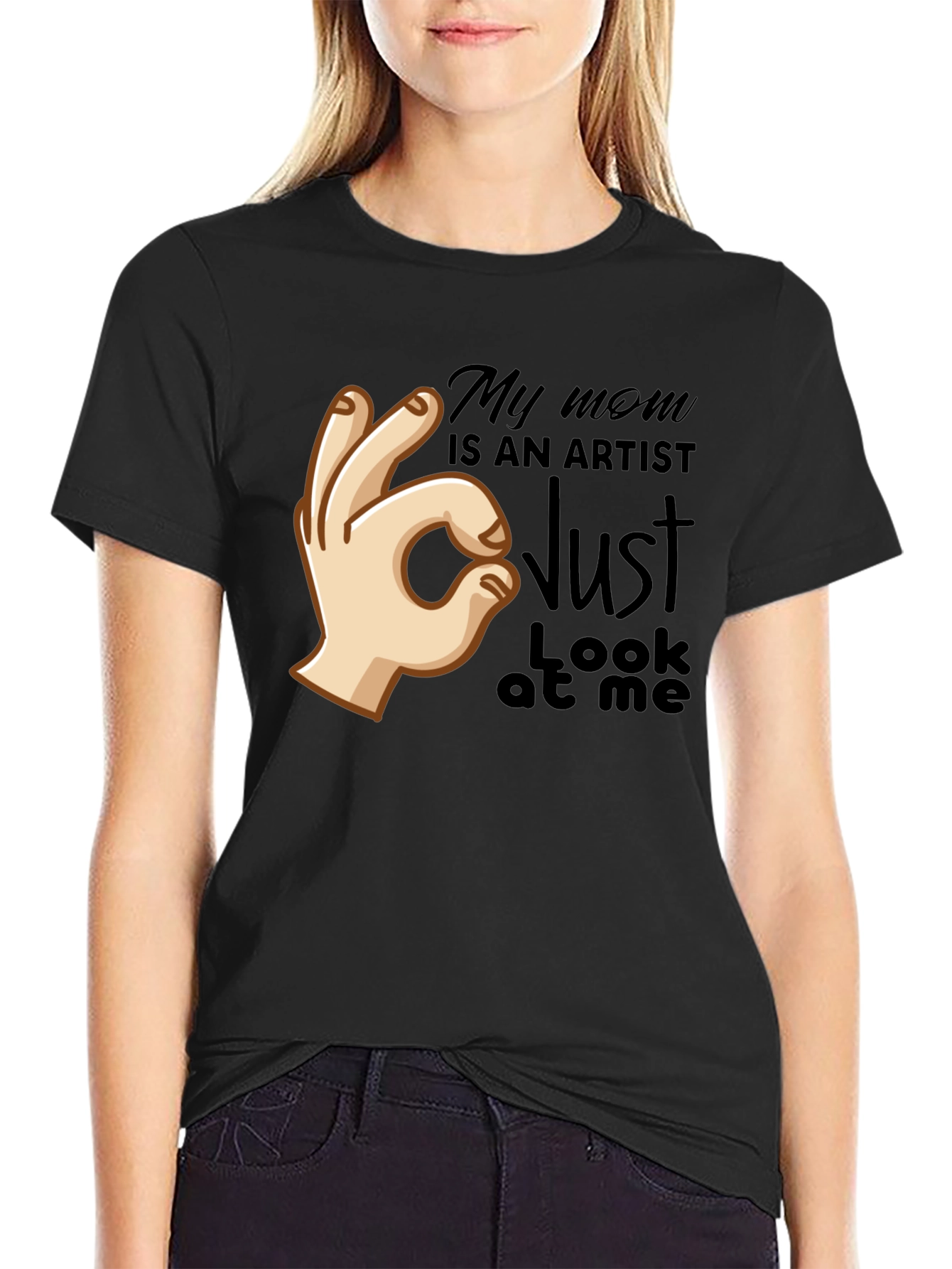 Black My Mom is an Artist T-Shirt - Funny Graphic Tee view 2