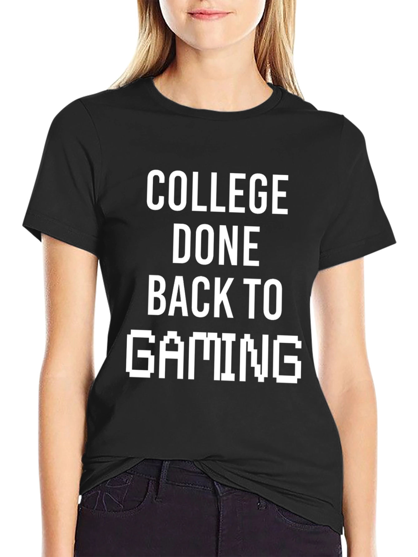 Black College Done Back to Gaming T-Shirt view 2
