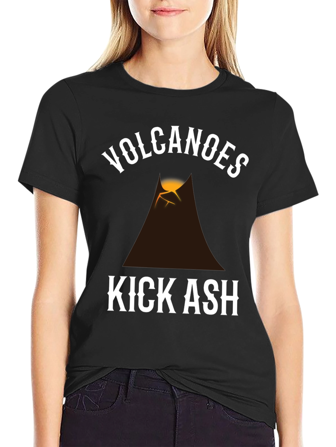 Black Volcanoes Kick Ash Graphic T-Shirt - Black view 2