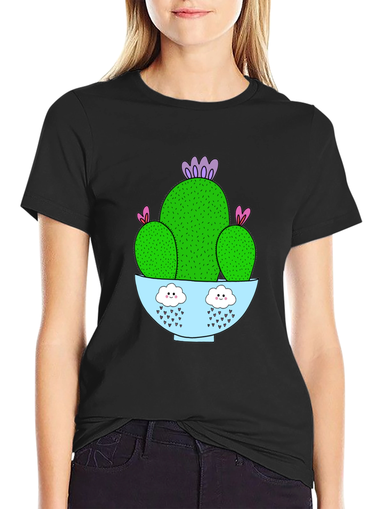 Cactus Graphic Tee - Black Cotton T-Shirt - 2