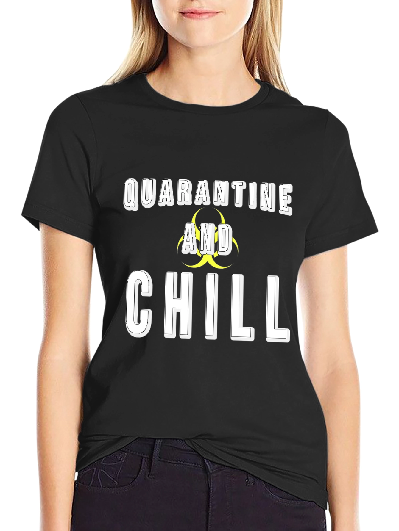 Black Quarantine and Chill Graphic Tee view 2