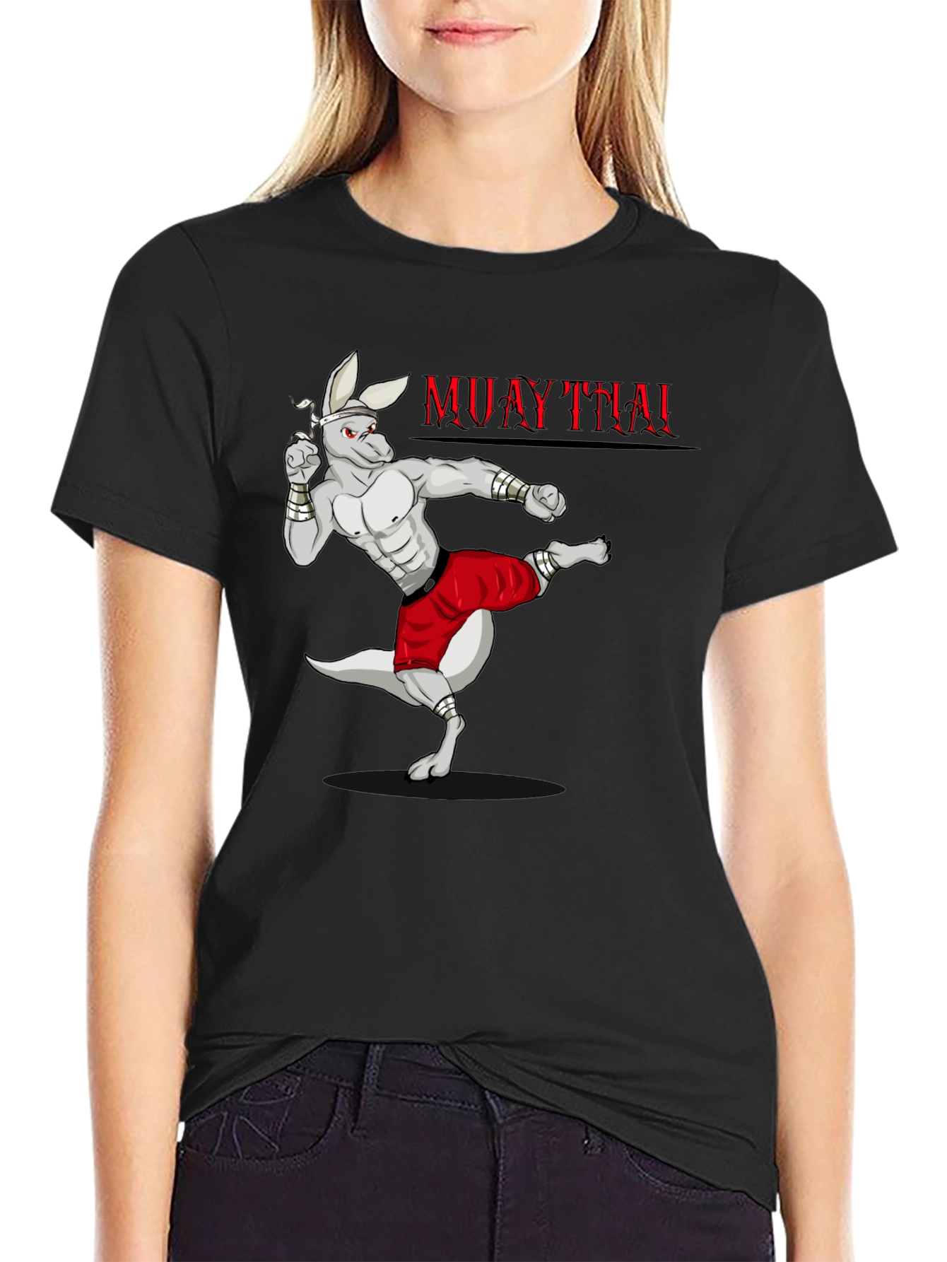 Black Muay Thai Kangaroo Graphic T-Shirt view 2