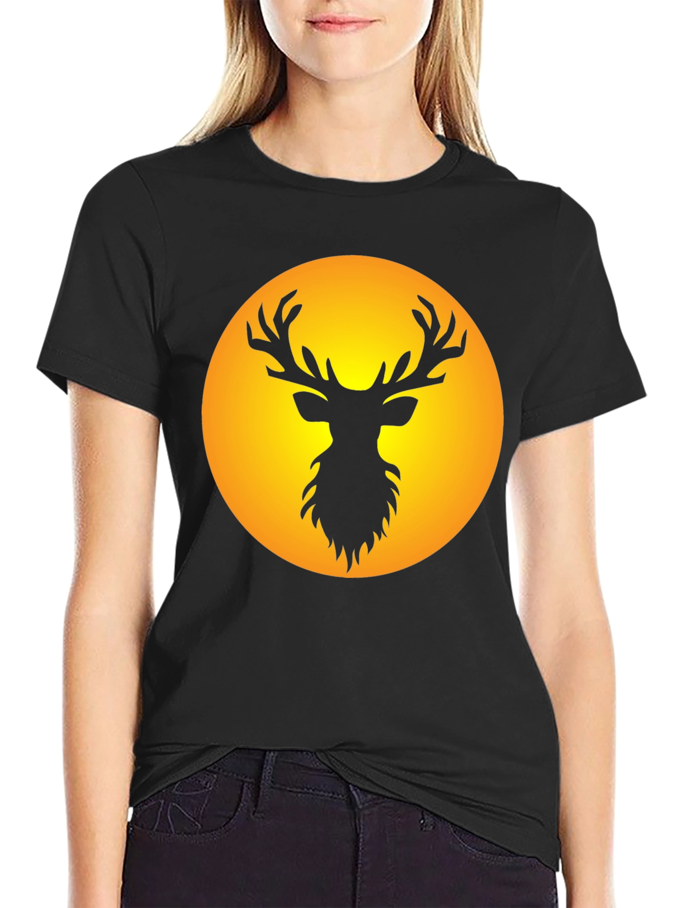 Black Black Deer Silhouette Tee view 2
