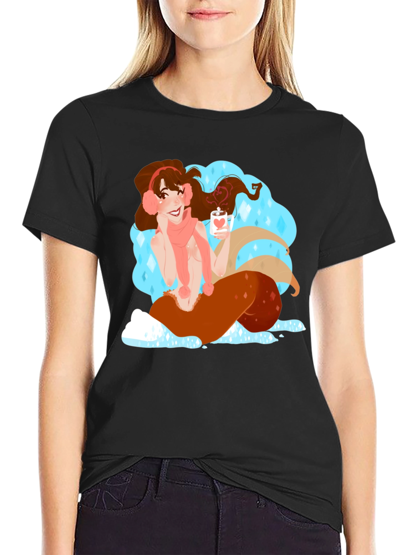 Black Winter Mermaid Graphic Tee - Cozy Cocoa view 2