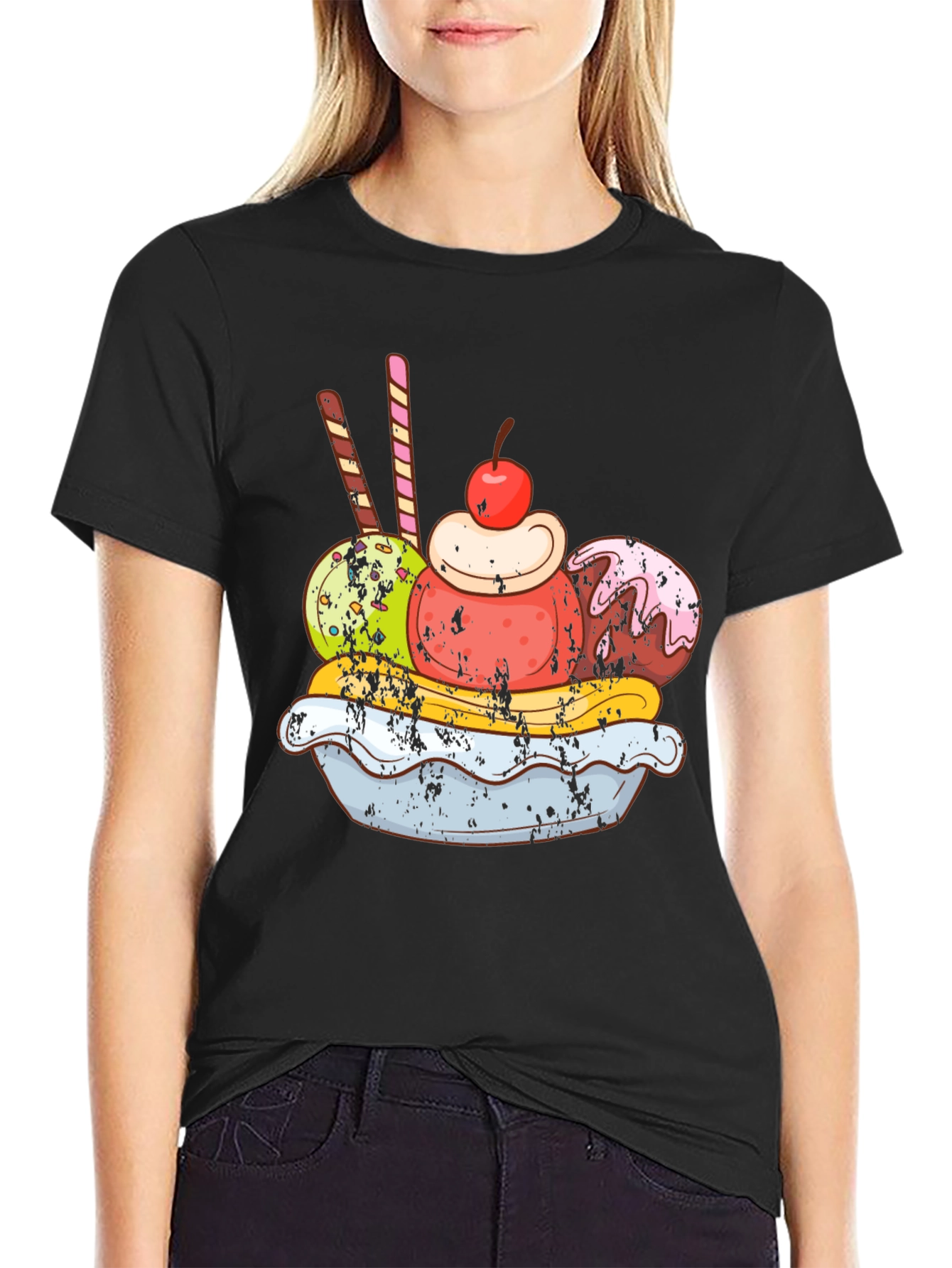 Black Ice Cream Sundae Graphic Tee - Tasty Design view 2
