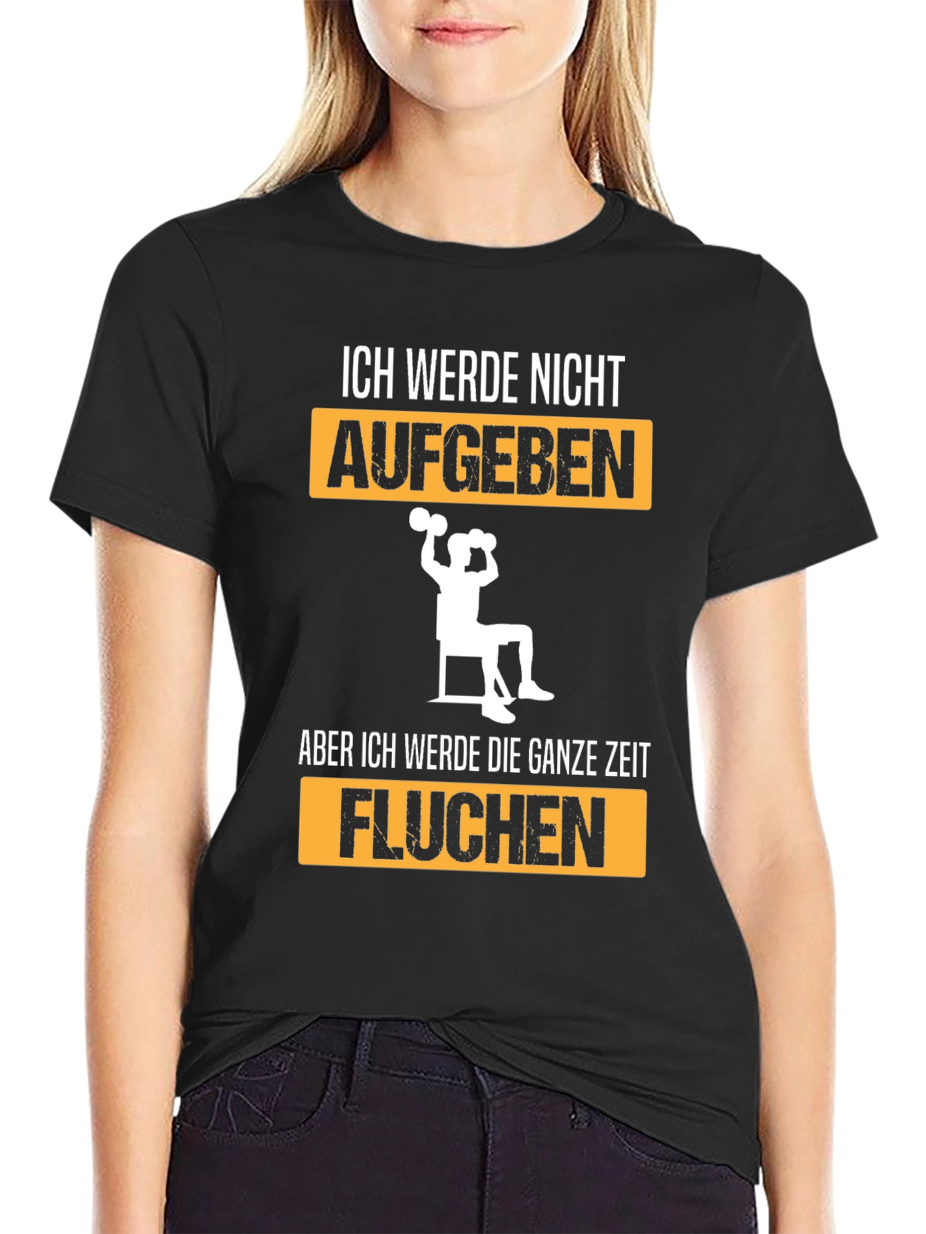 Black Funny German Workout T-Shirt - I Will Not Give Up view 2