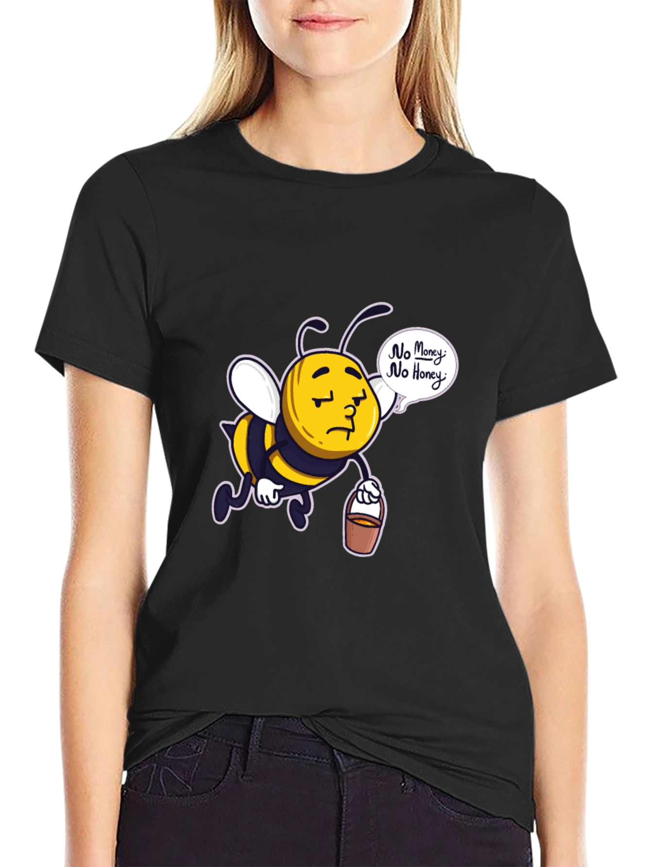 Black Sad Bee "No Money No Honey" Black T-Shirt view 2