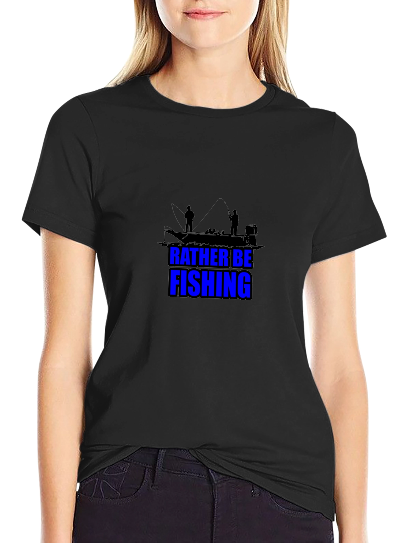 Black Rather Be Fishing T-Shirt - Angler Tee view 2