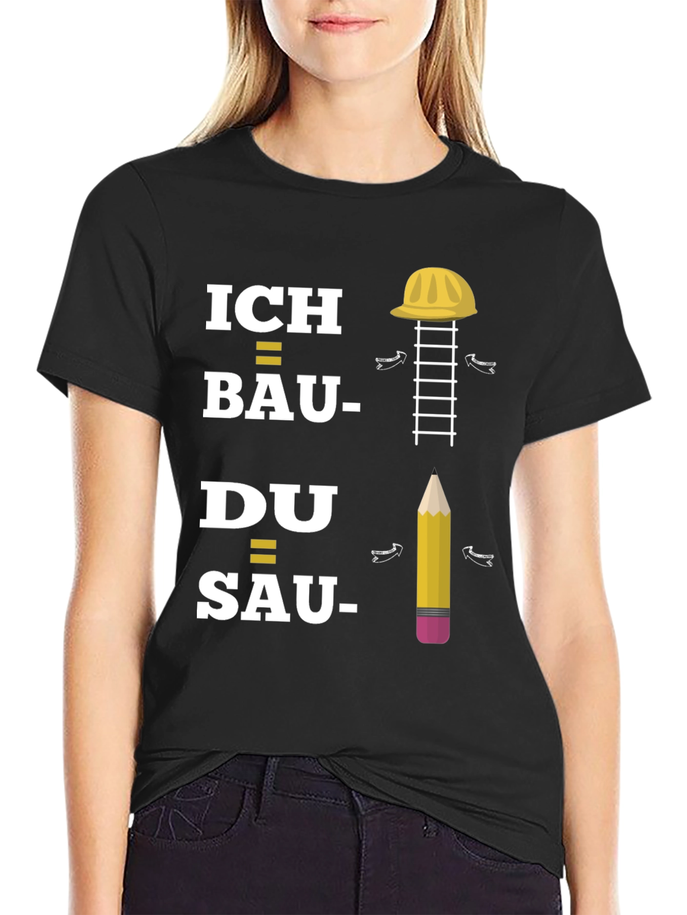 Black Construction T-Shirt: Ich Bau, Du Sau view 2