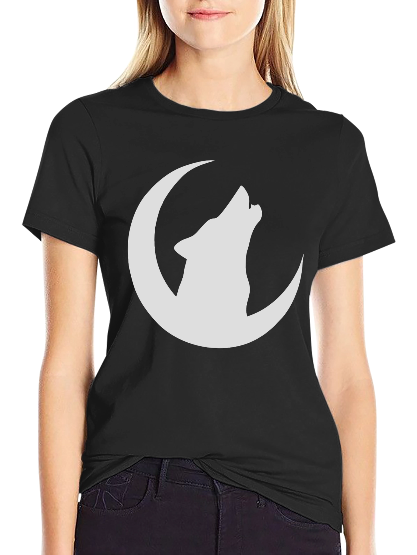 Black Wolf Moon Graphic T-Shirt - Black view 2