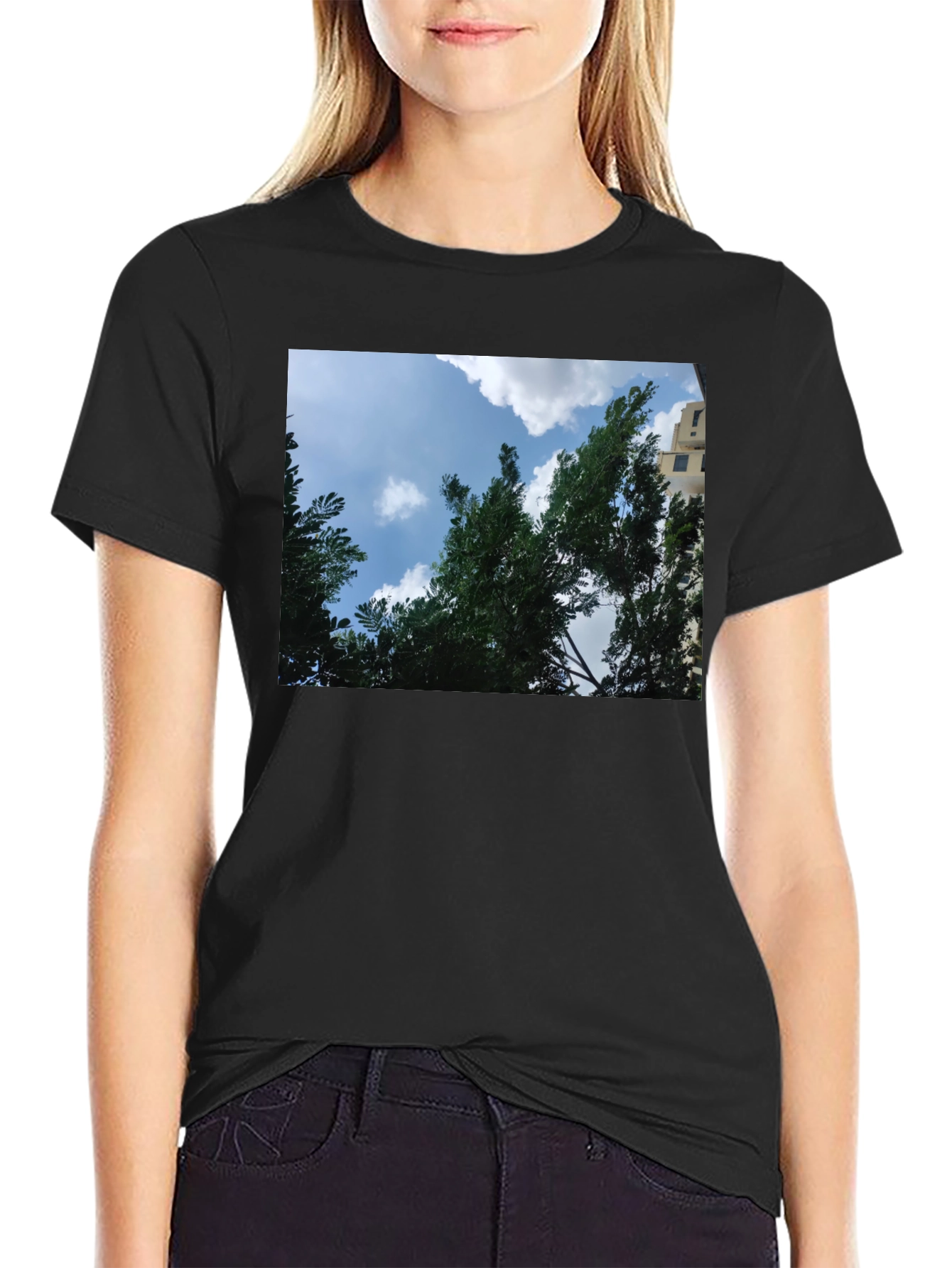 Black Sky Through Trees Graphic Tee - Nature Lover's Shirt view 2