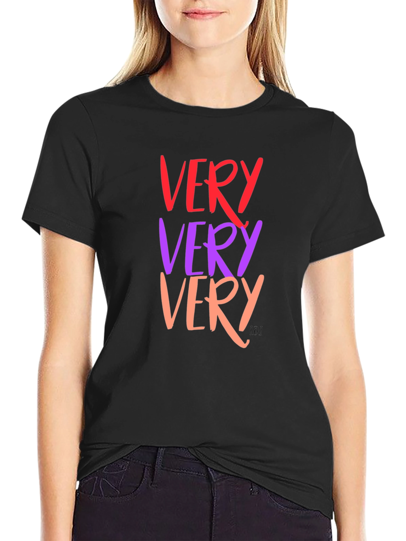 Black Very Graphic T-Shirt - Crew Neck, Short Sleeve, Bold Colors view 2