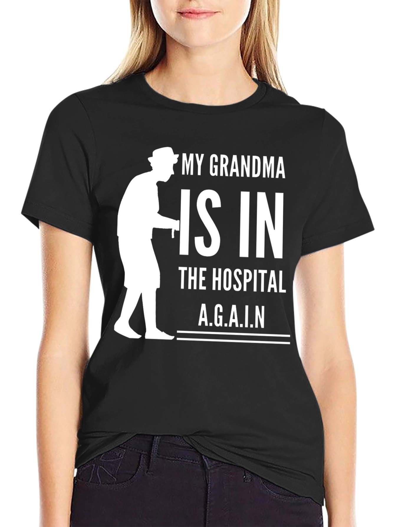 Black My Grandma is in the Hospital T-Shirt view 2