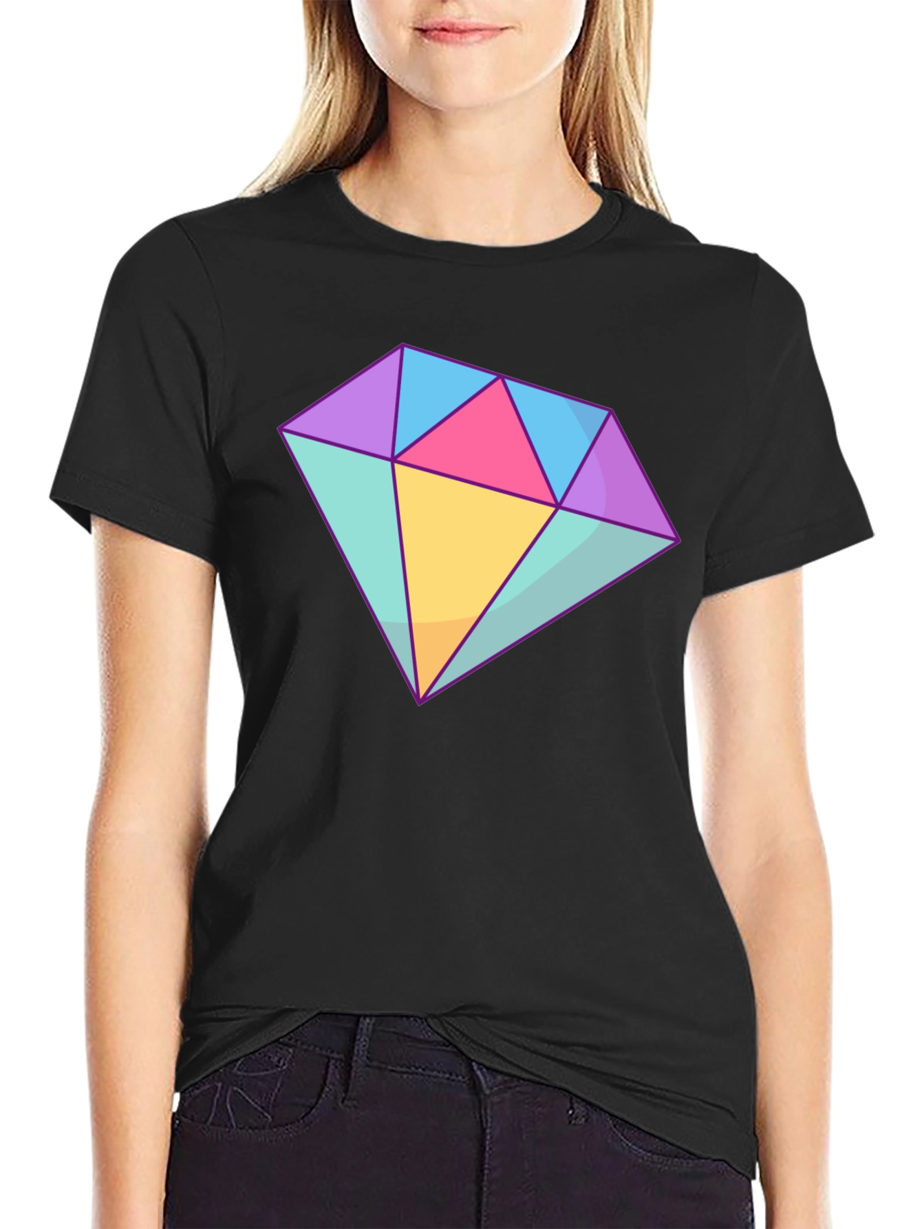 Black Diamond Graphic Tee - Stylish Cotton Blend T-Shirt view 2
