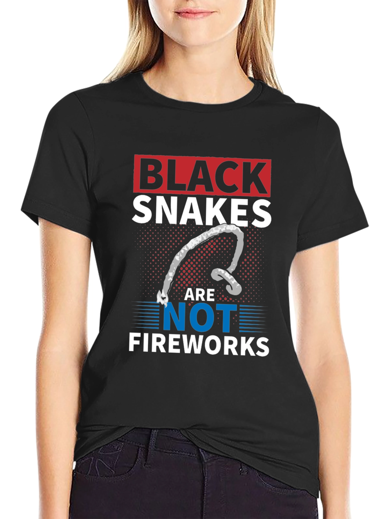 Black Black Snakes Are Not Fireworks T-Shirt view 2