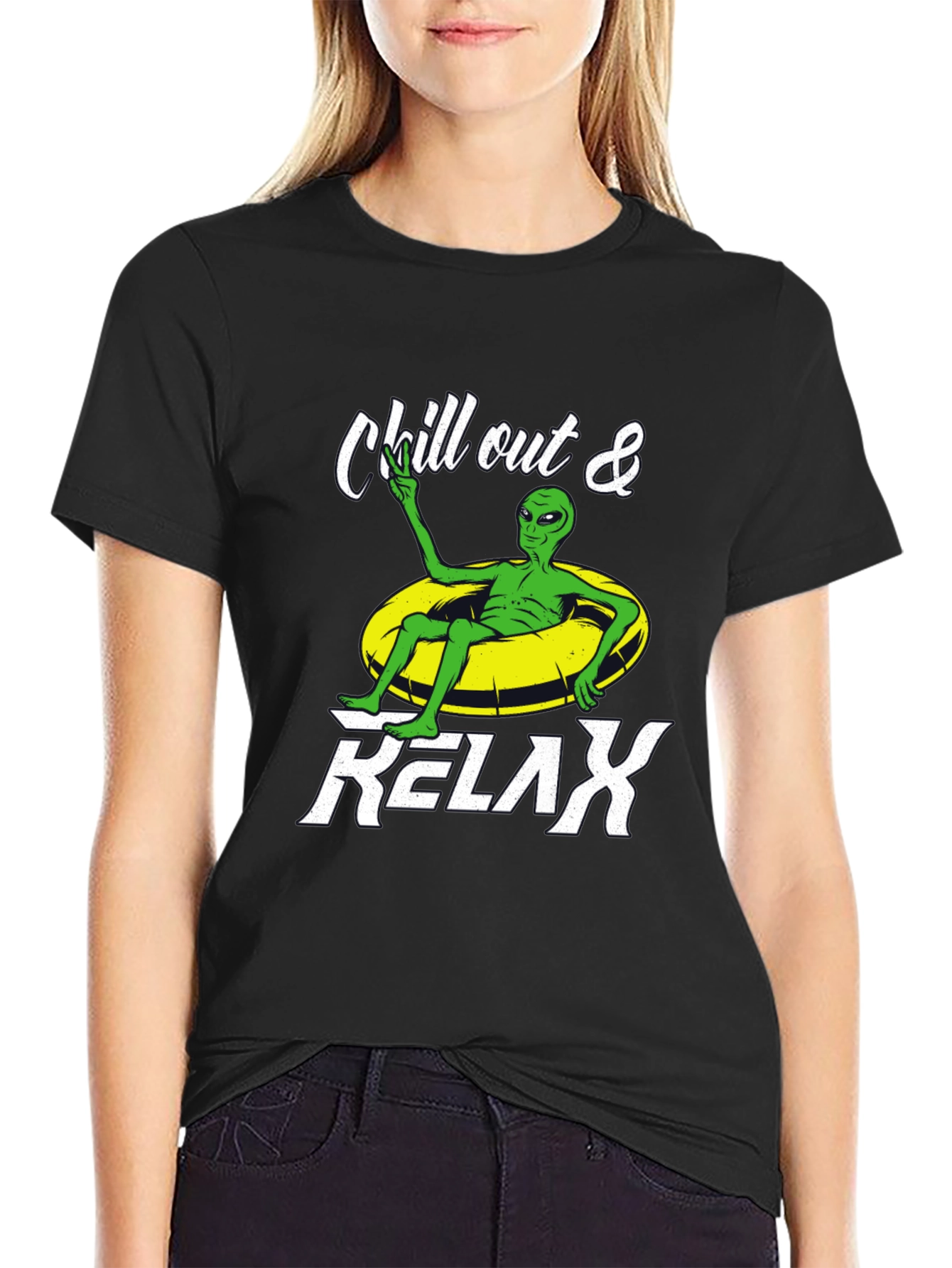 Black Chill Out Alien T-Shirt view 2