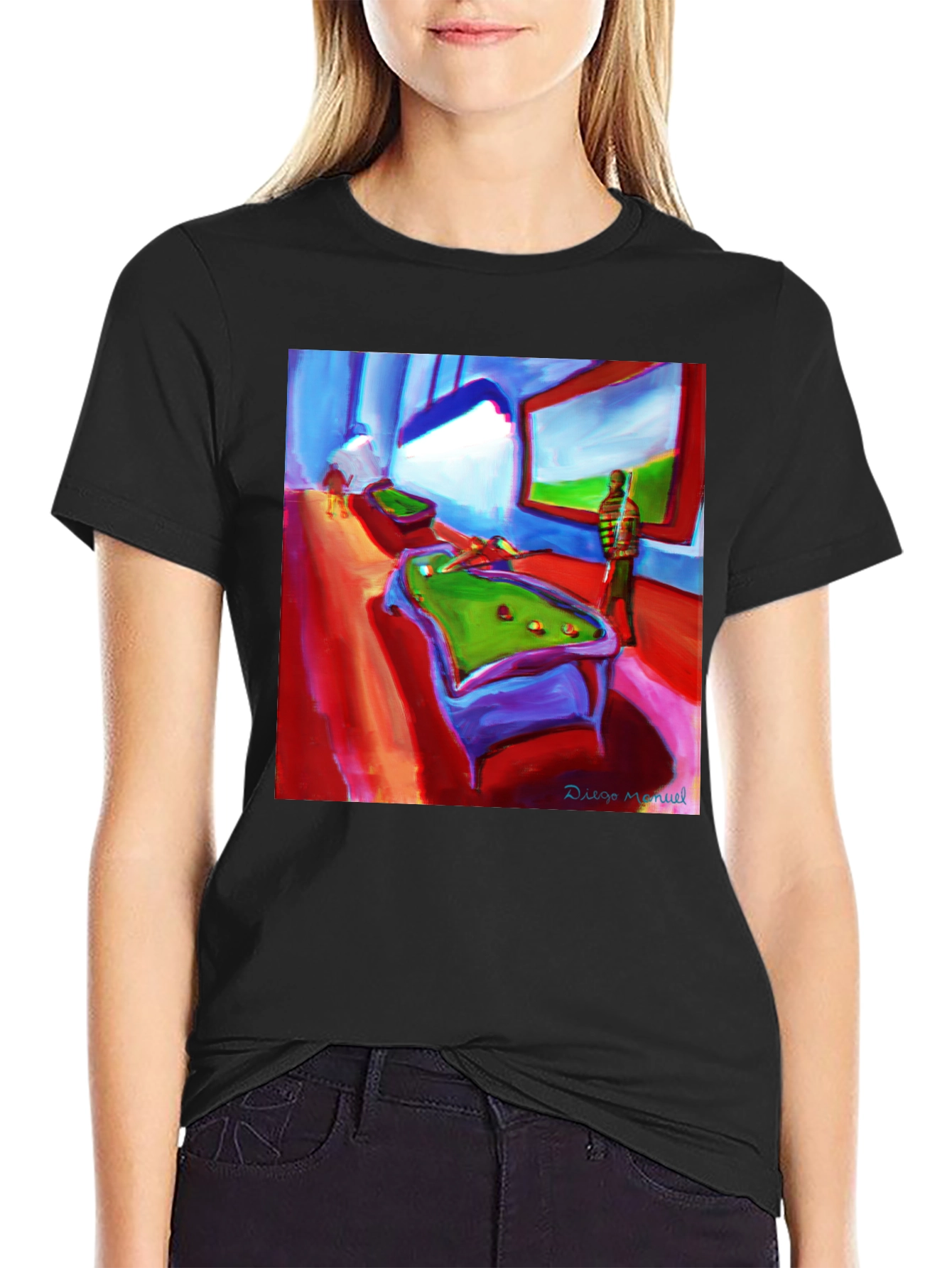 Abstract Pool Hall Painting Graphic T-Shirt - 2