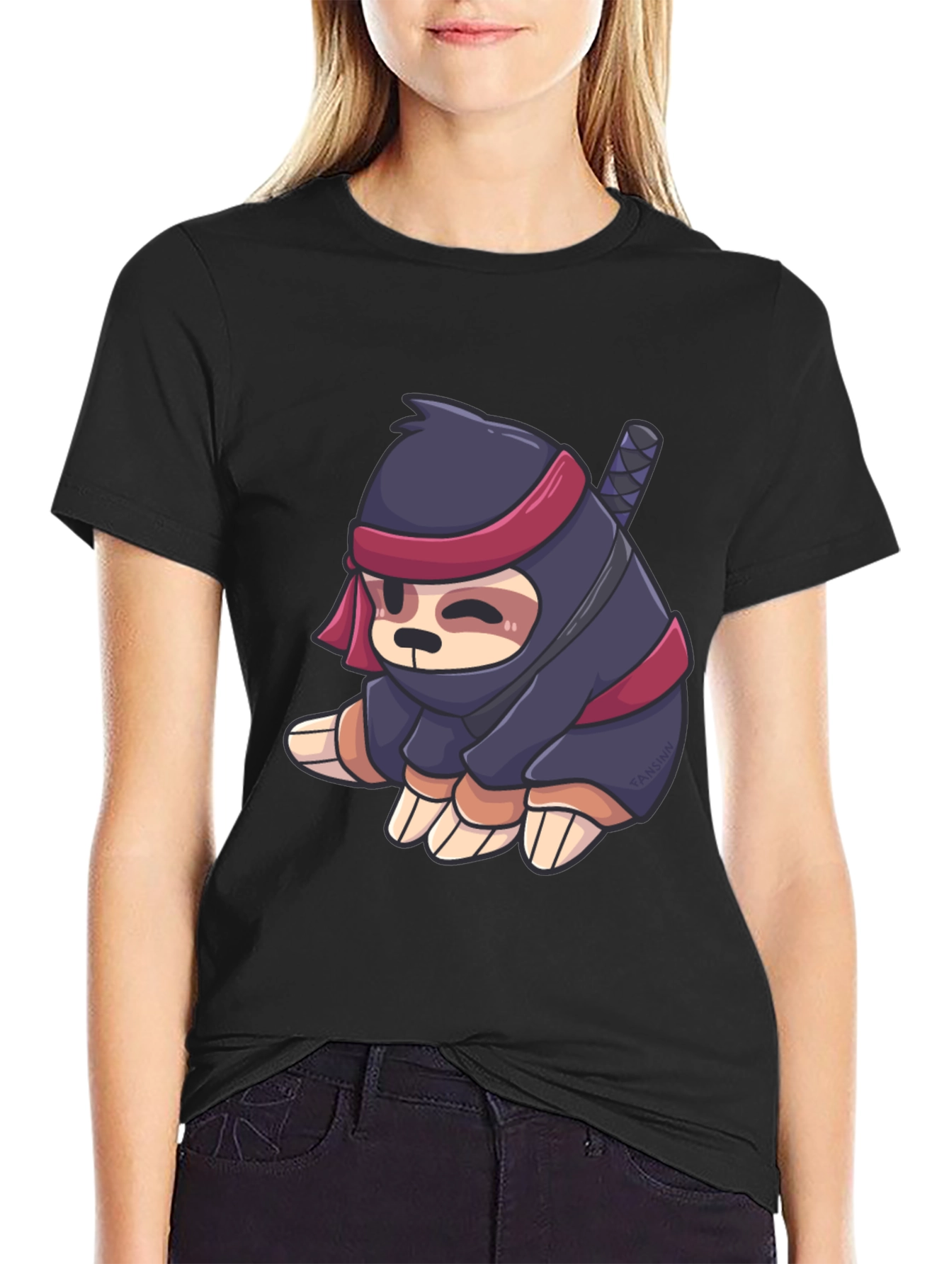 Black Ninja Sloth Graphic Tee - Stealth Mode Activated view 2