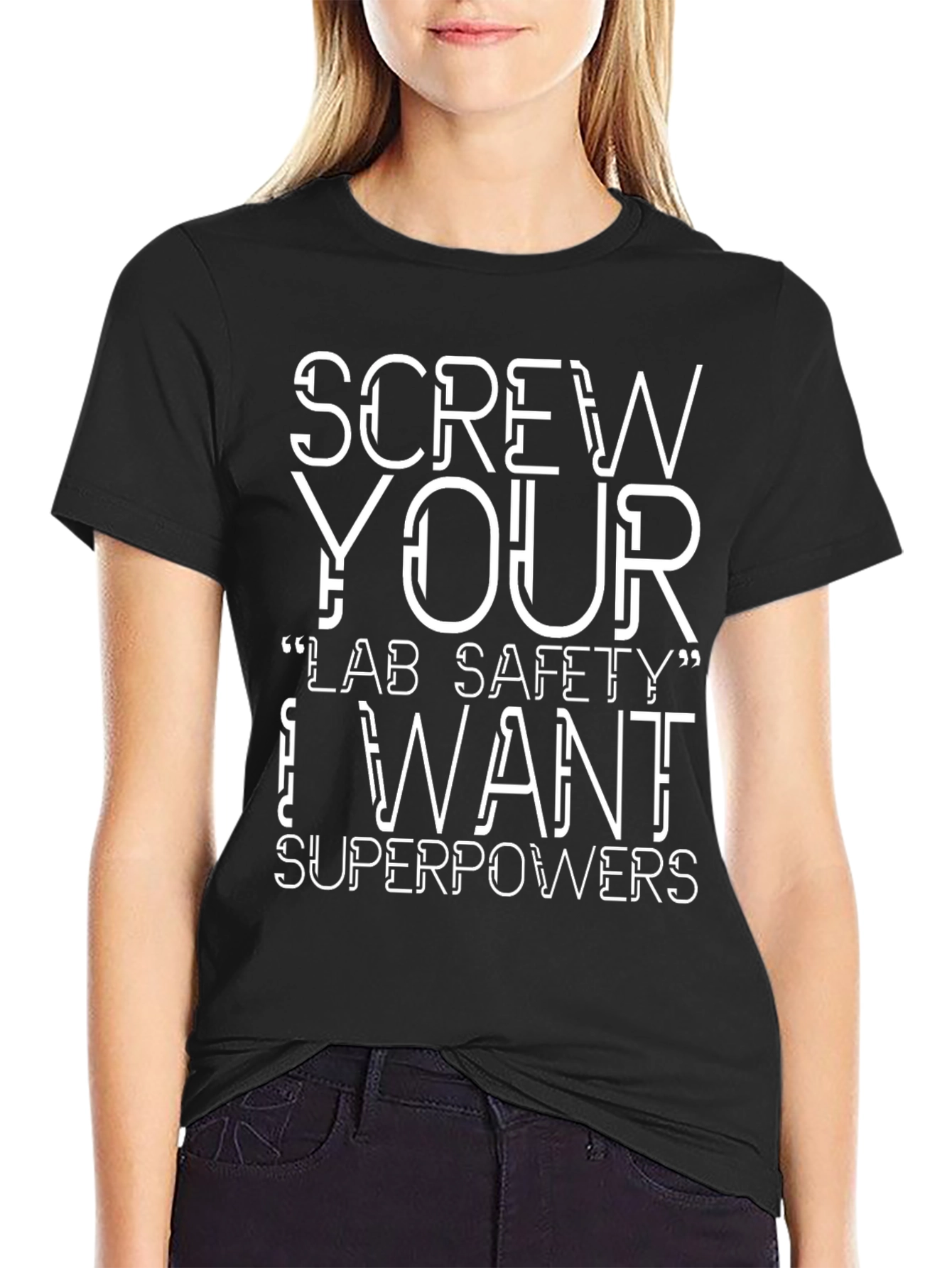 Black Screw Your Lab Safety T-Shirt Superpowers view 2