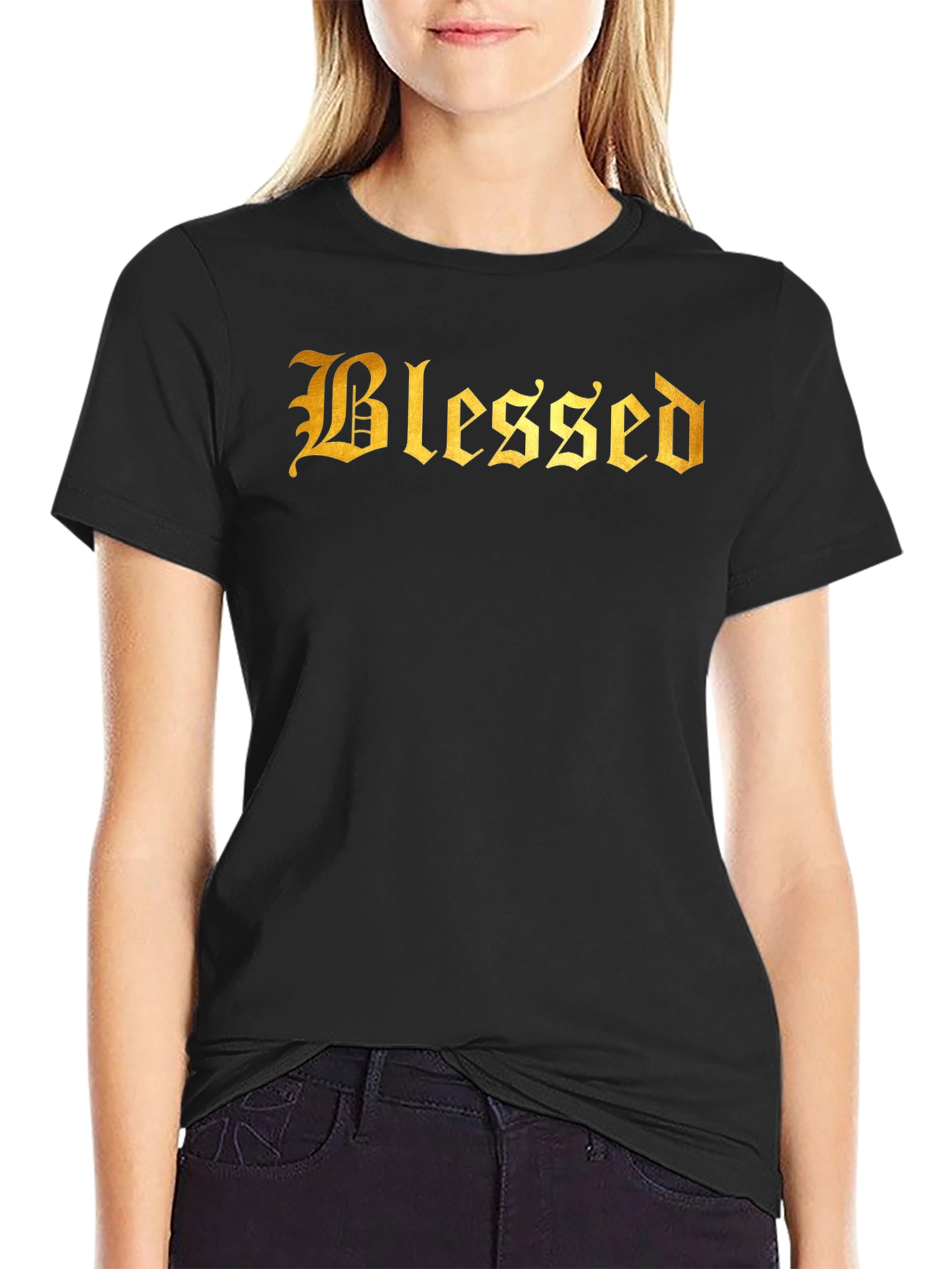 Black Blessed Graphic T-Shirt - Premium Cotton Blend view 2