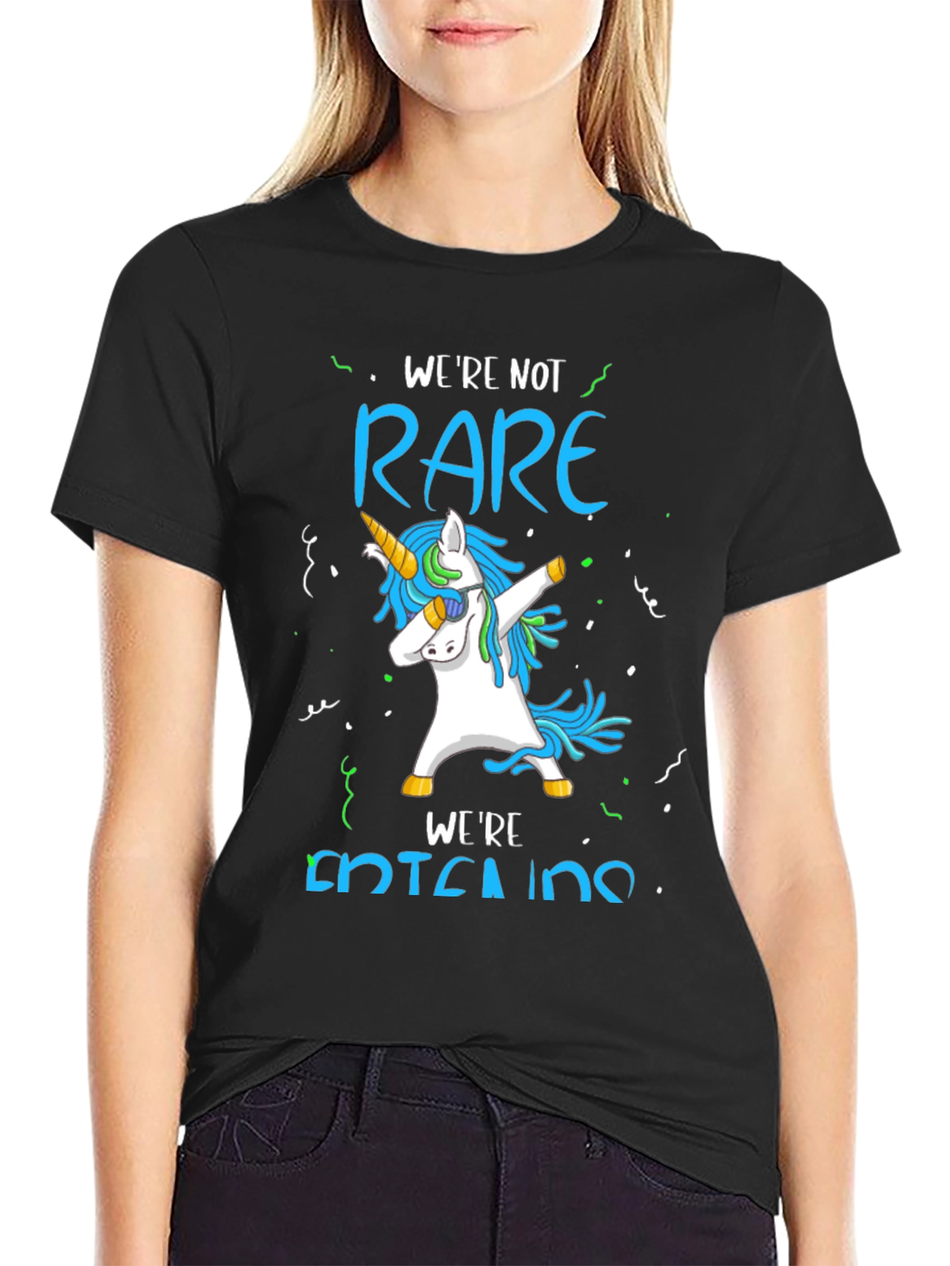 Black Unicorn Dab T-Shirt - We're Not Rare, We're Entertaining view 2