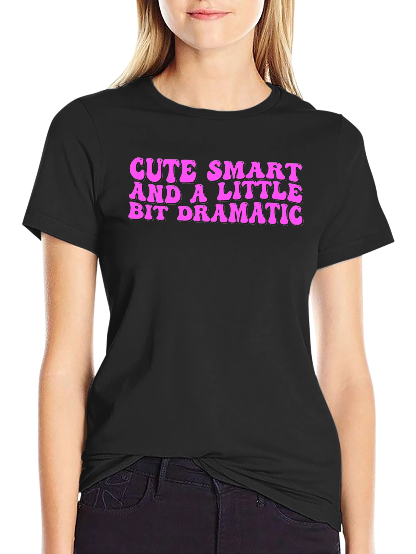 Black Cute Smart Dramatic T-Shirt - Black view 2