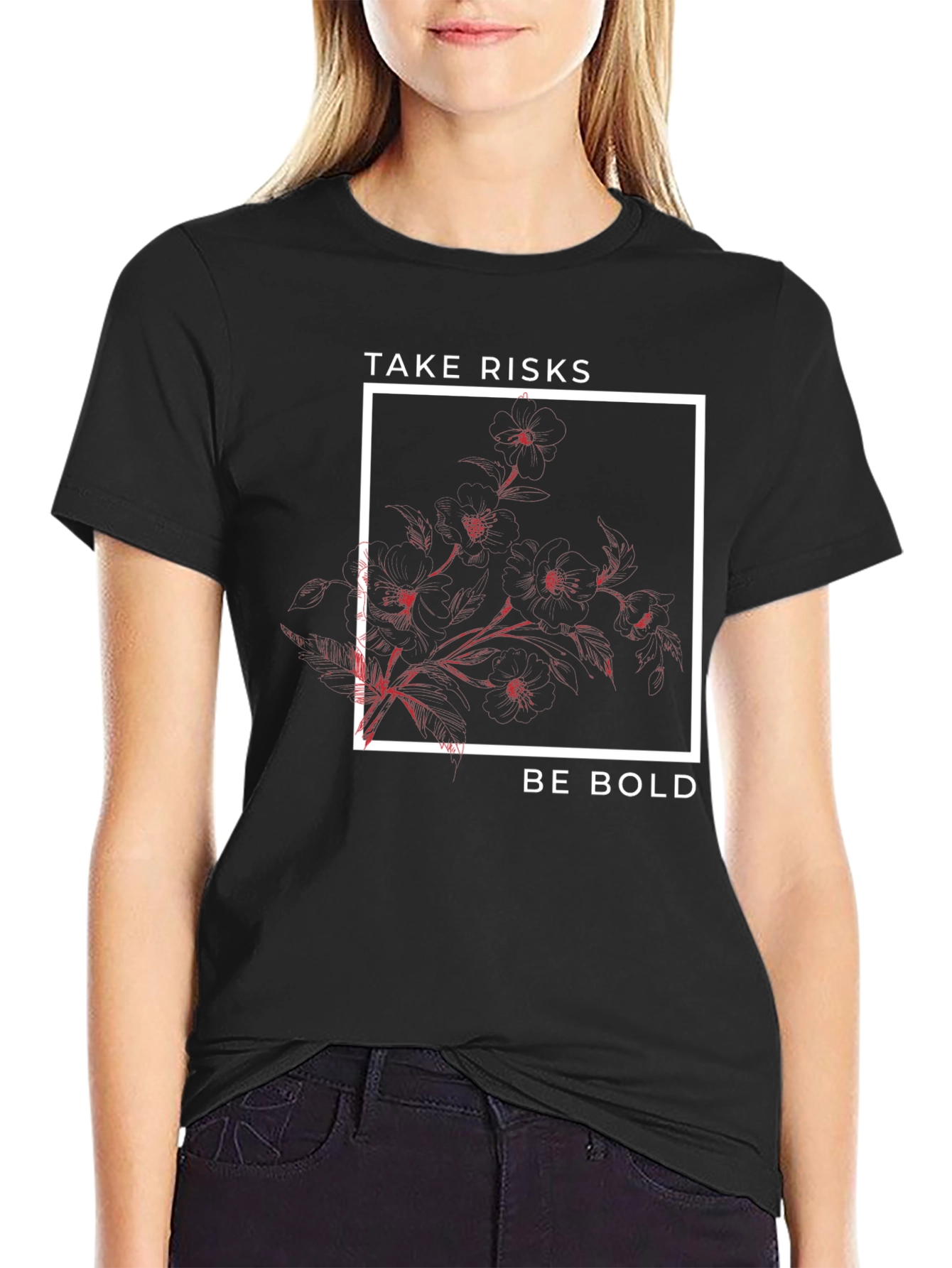 Black Take Risks Be Bold Graphic Tee view 2