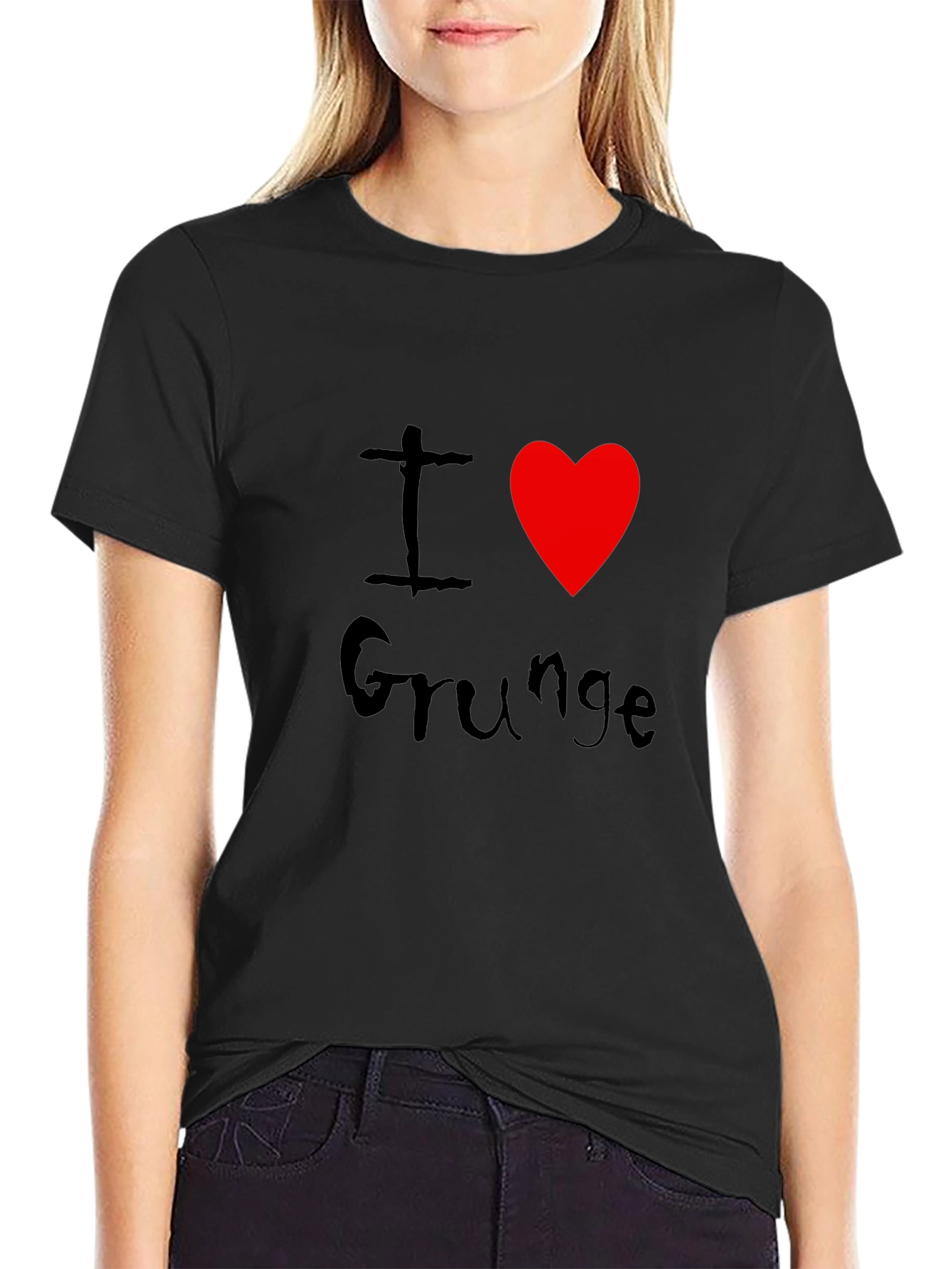 Black I Heart Grunge Black Graphic Tee view 2