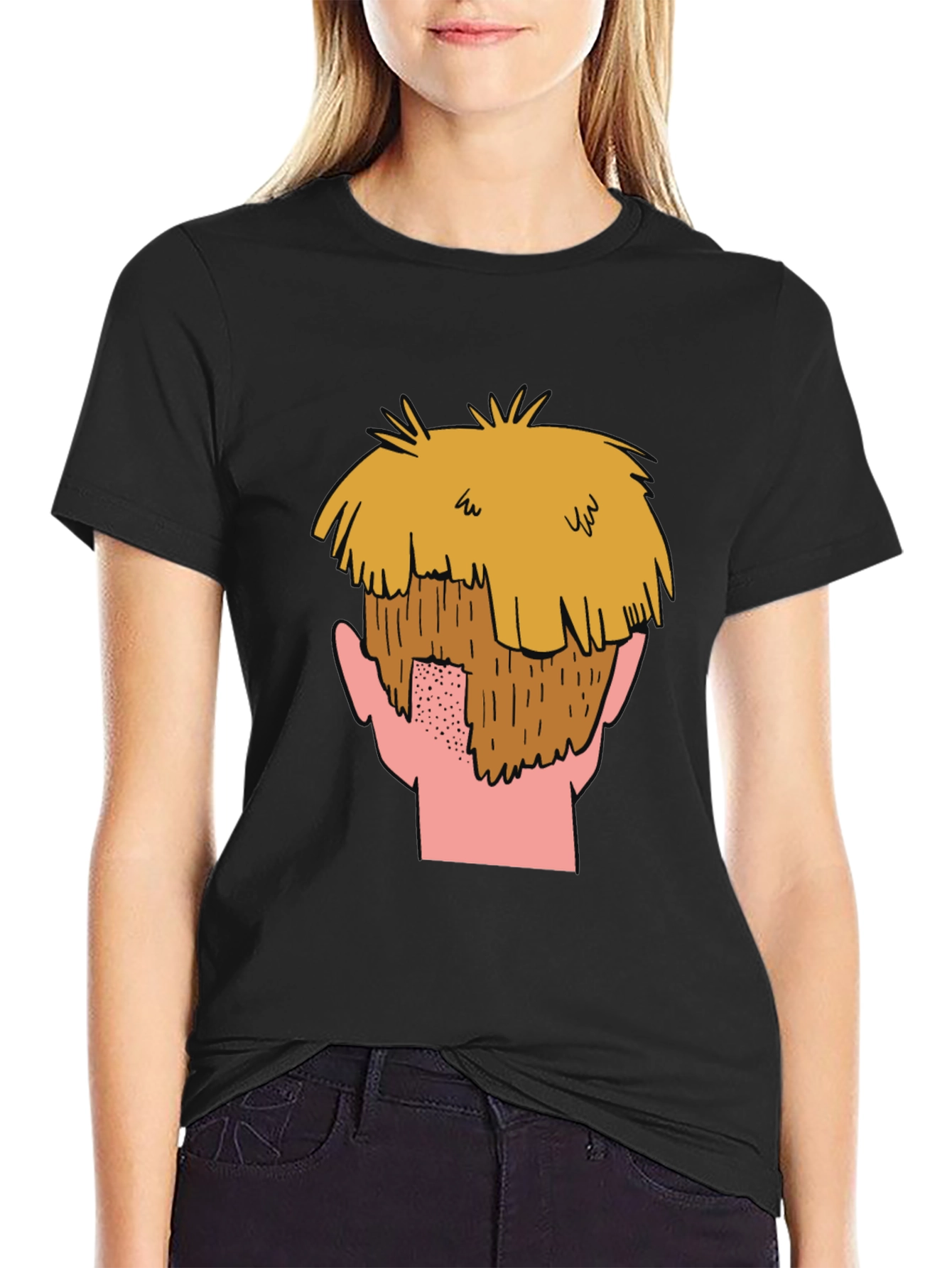Black Cartoon Beard Graphic T-Shirt view 2
