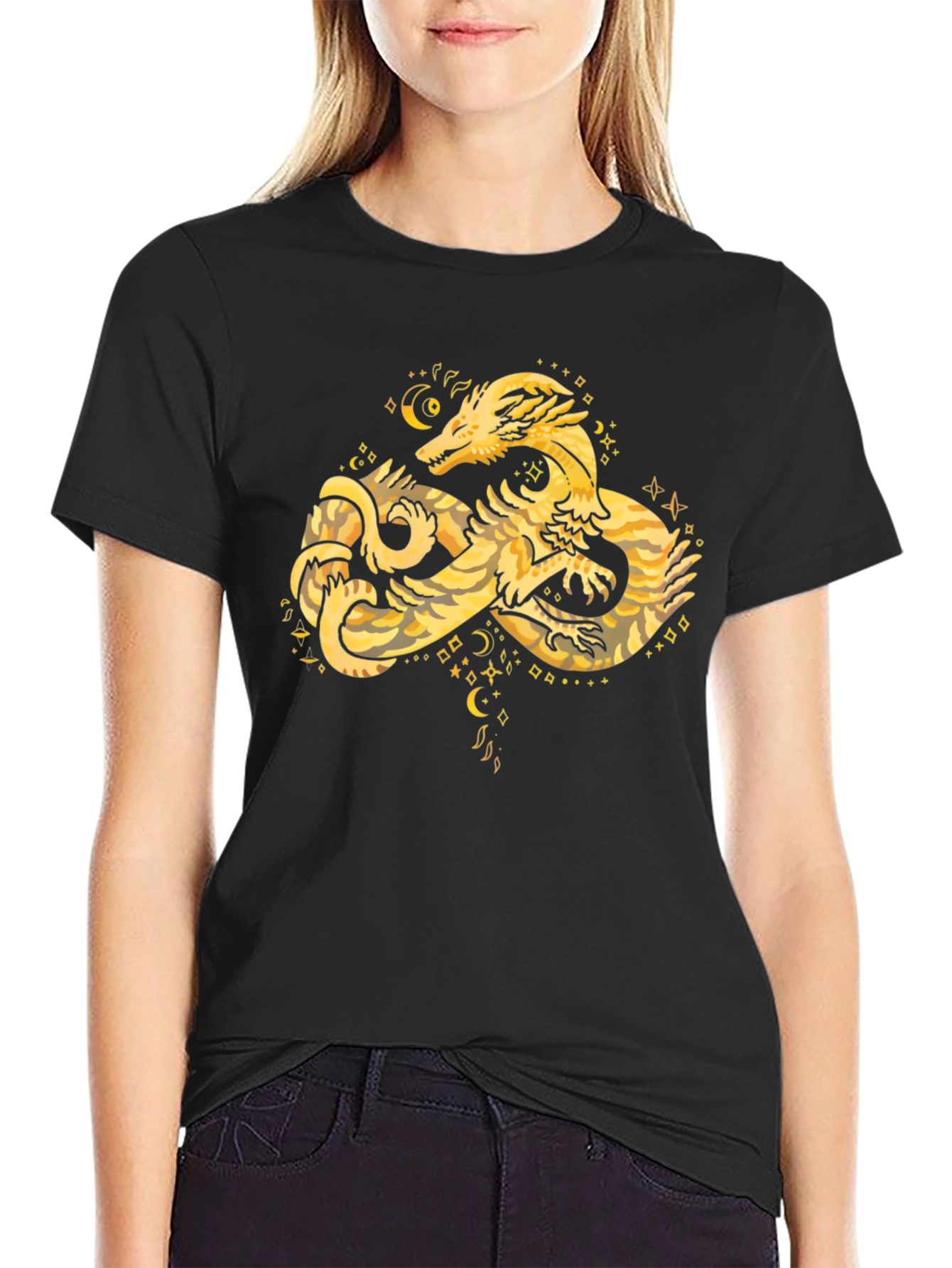 Mystic Dragon Graphic Tee - Black Cotton Blend - 2
