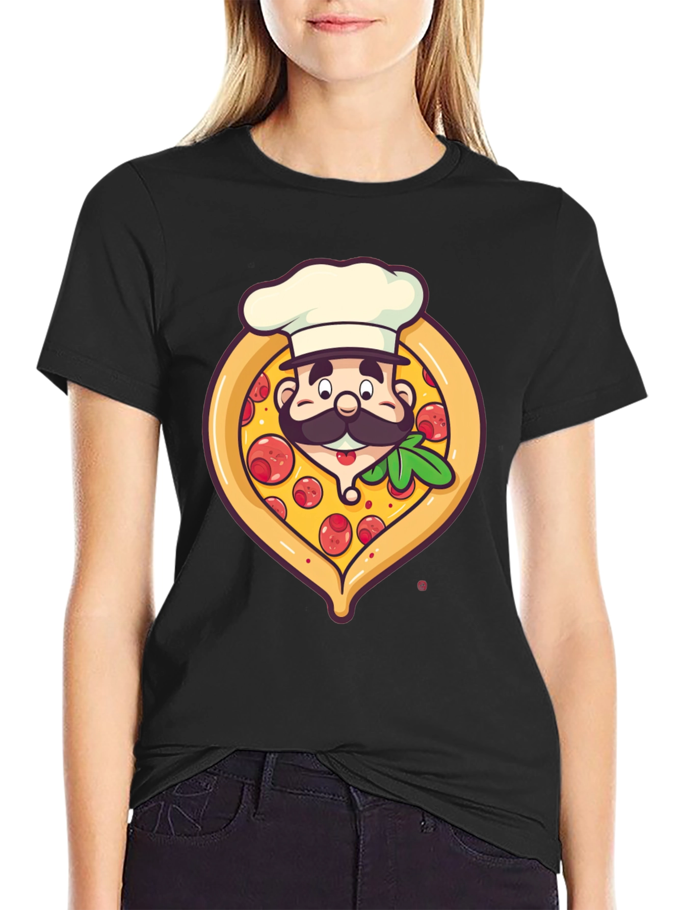 Black Pizza Chef Graphic T-Shirt - Unique Design view 2