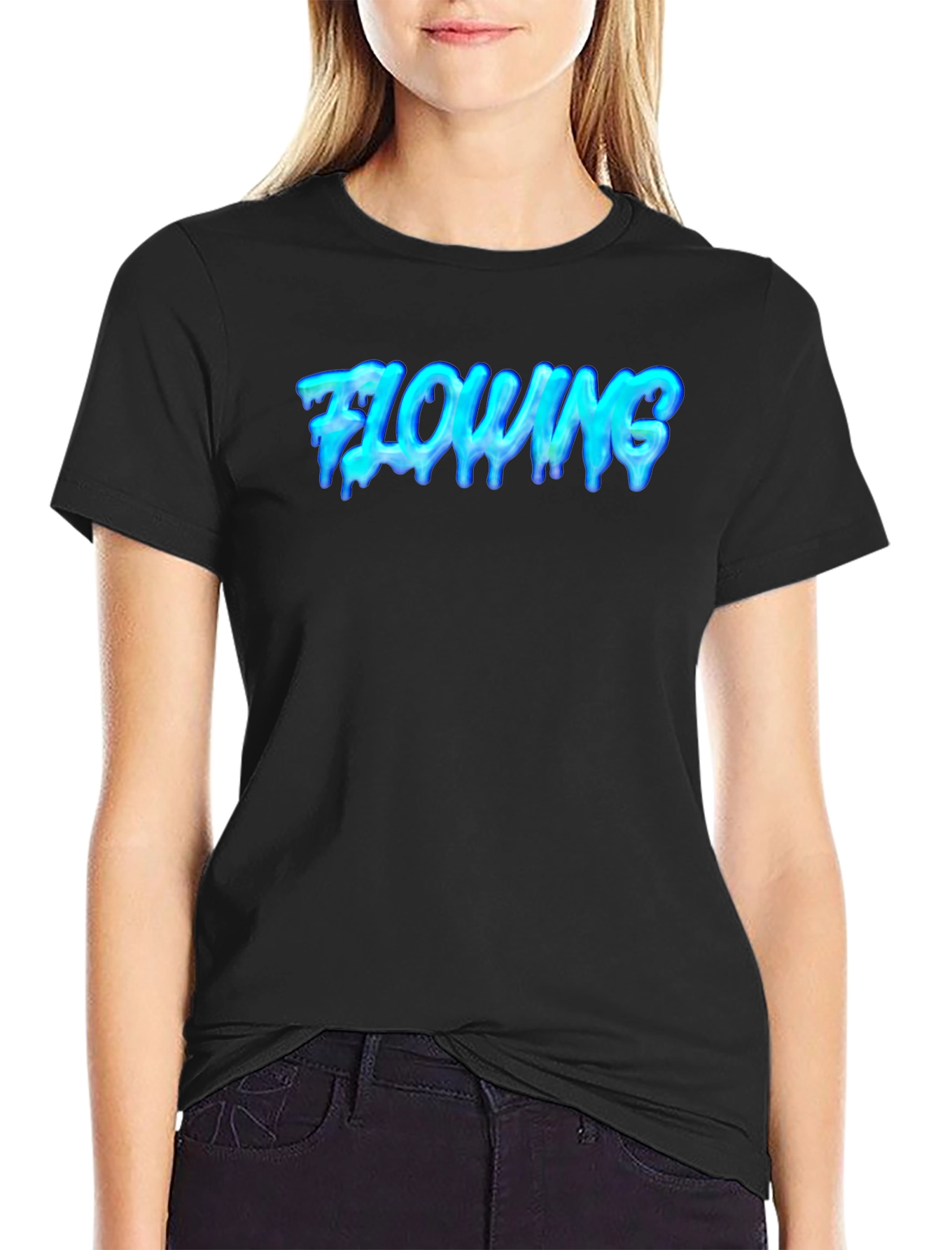Black Flowing Graphic Tee - Cool Black T-Shirt view 2