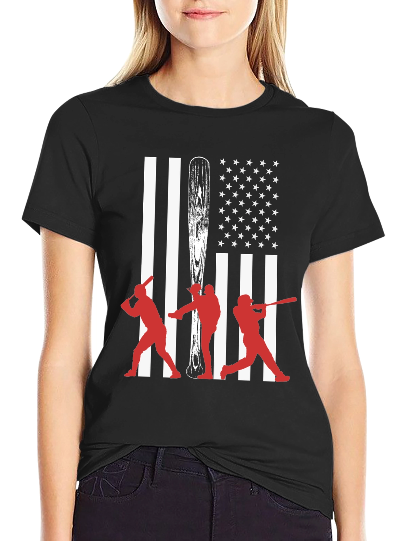 Black American Baseball T-Shirt view 2