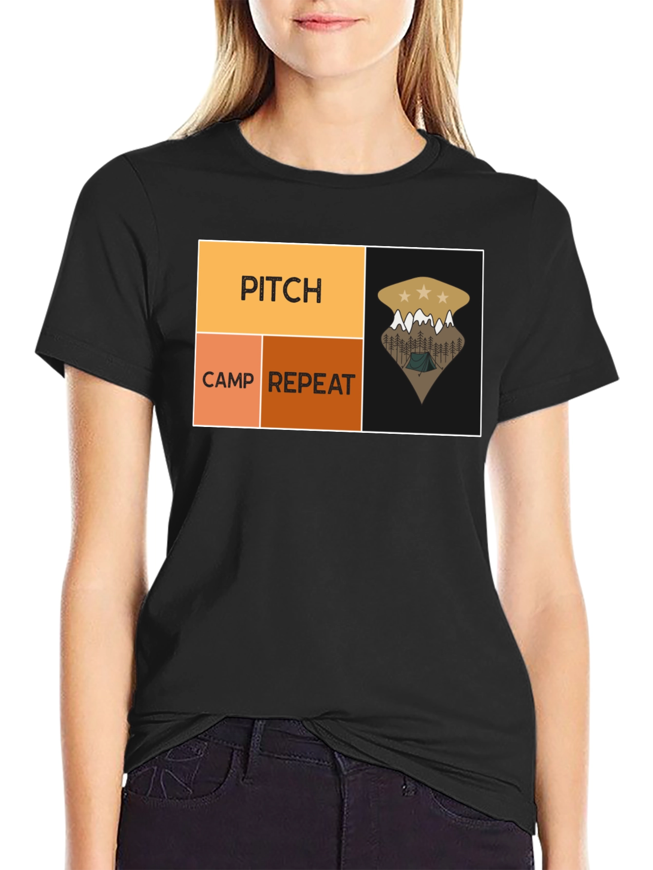 Black Pitch Camp Repeat Camping T-Shirt view 2